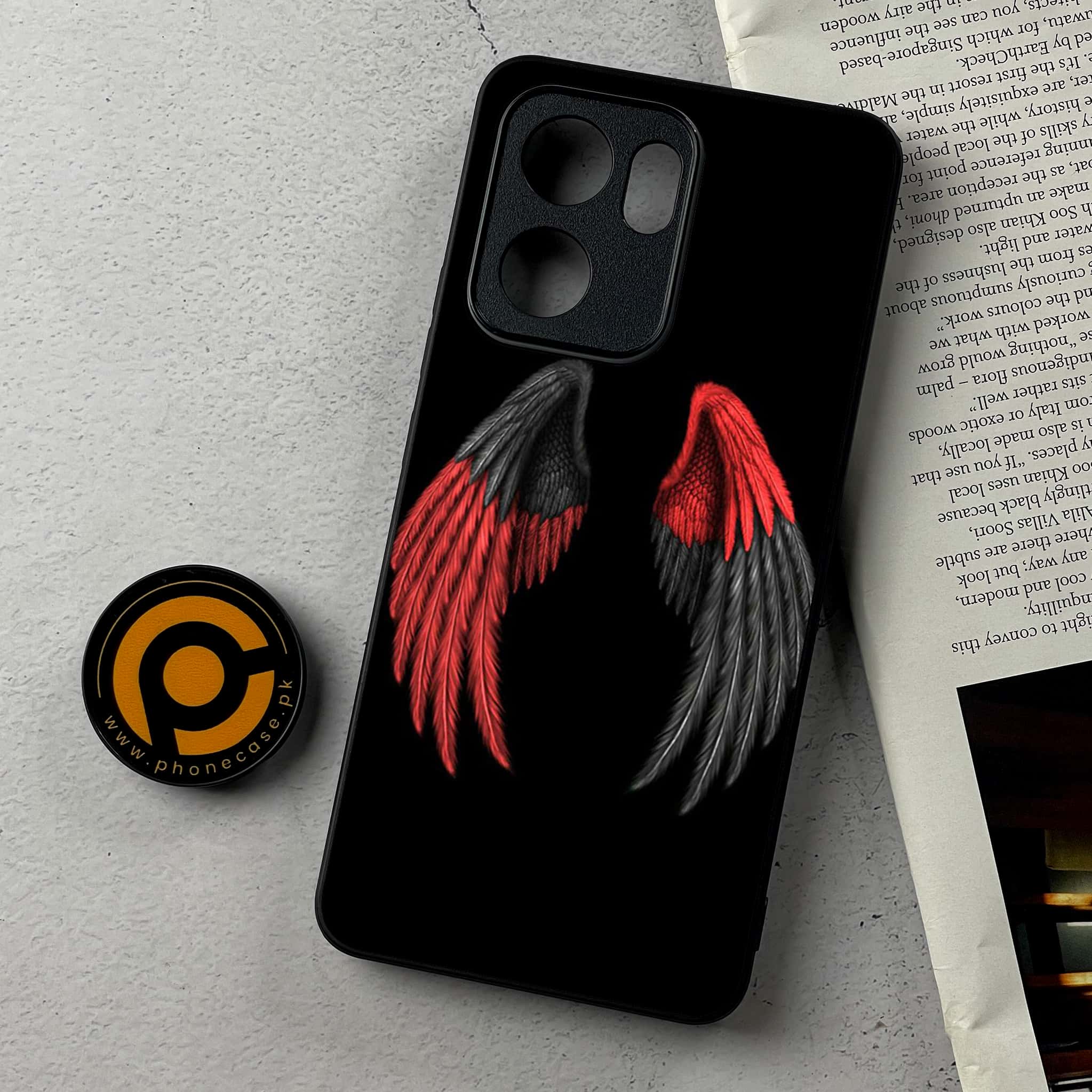 Oppo Reno 13F - Angel Wings Series - Premium Metal Printed Soft Bumper Shockproof Case