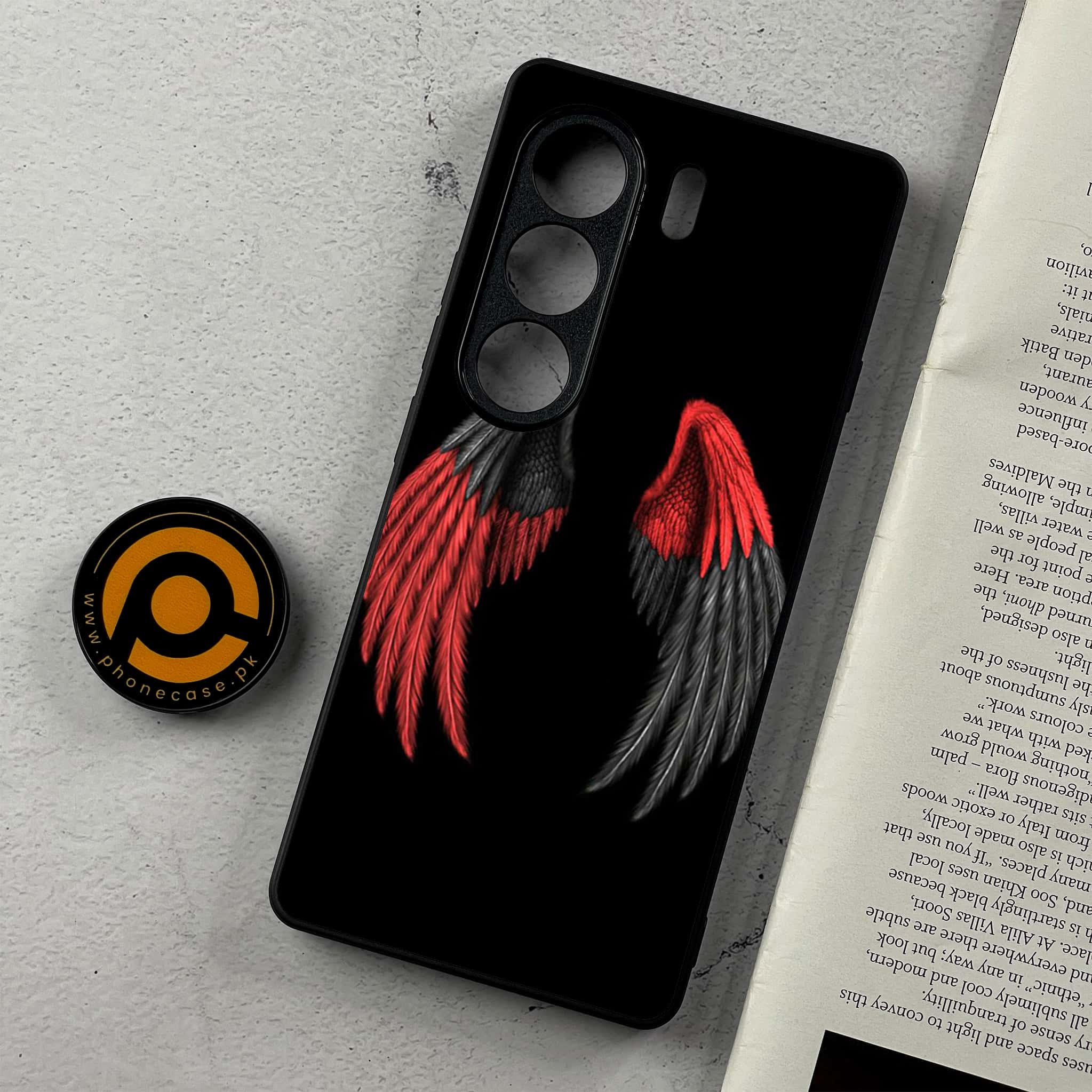 Tecno Camon 40 - Angel Wings Series - Premium Metal Printed Soft Bumper Shockproof Case