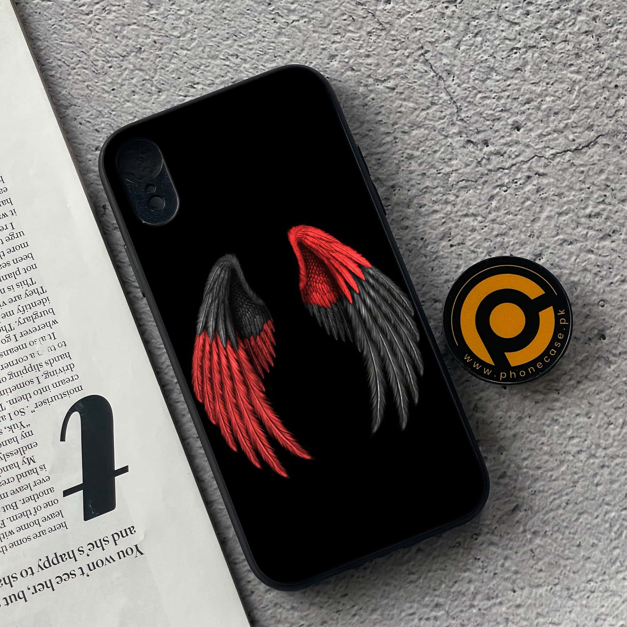 iPhone XR - Angel Wings Series - Premium Printed Glass soft Bumper shock Proof Case