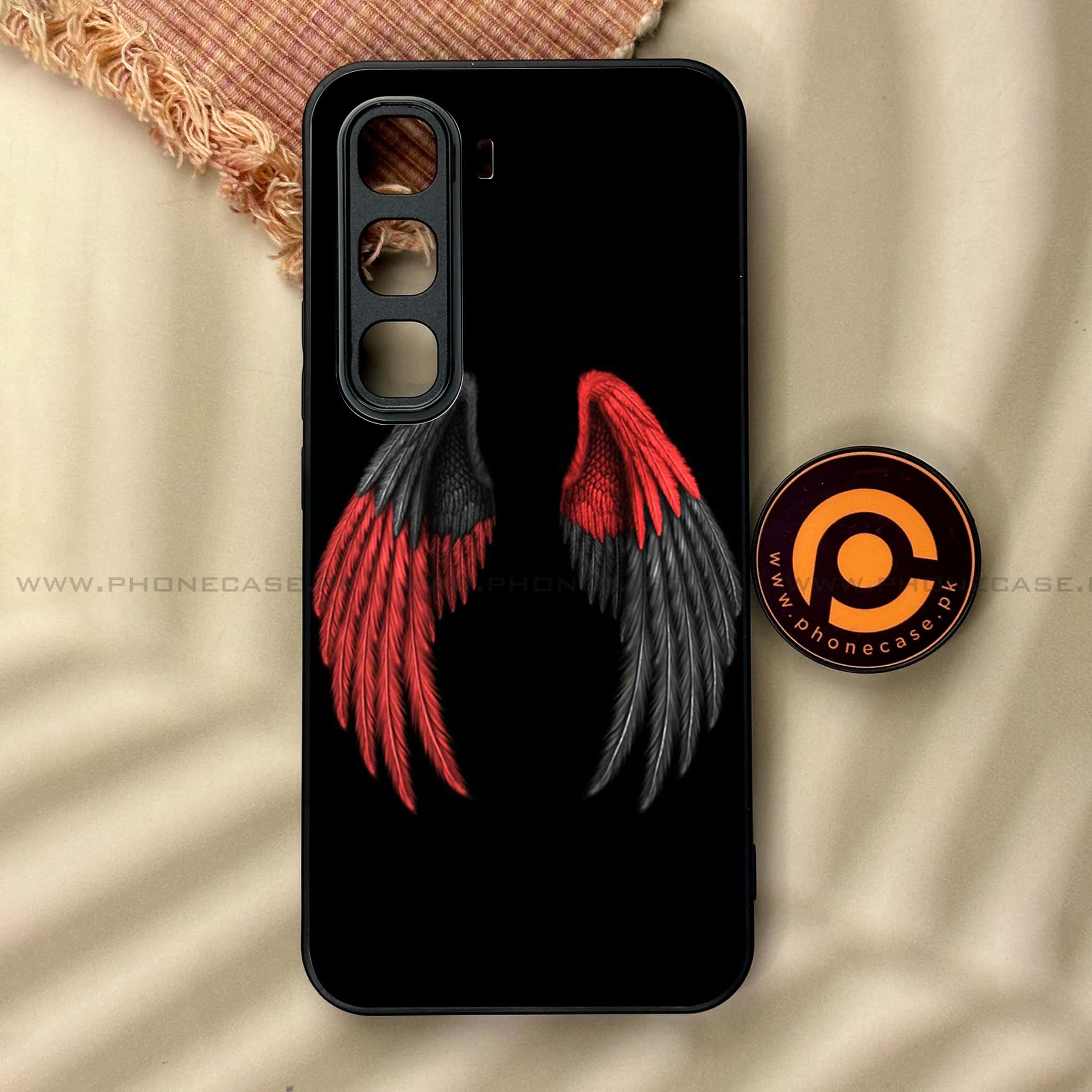 Infinix Hot 60 Pro - Angel Wings Series - Premium Metal Printed soft Bumper shock Proof Case