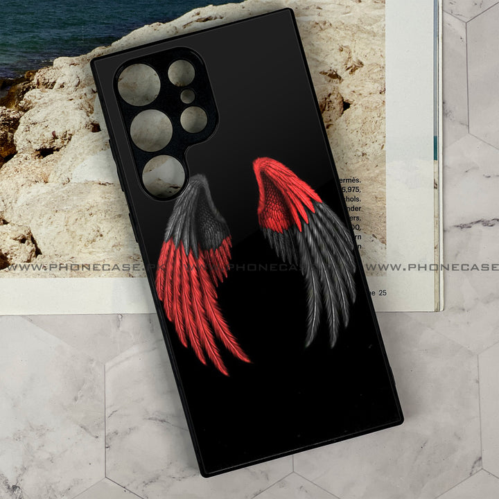 Samsung Galaxy S22 Ultra - Angel Wings  Design 7- Premium Metal Printed soft Bumper shock Proof Case CS-47255