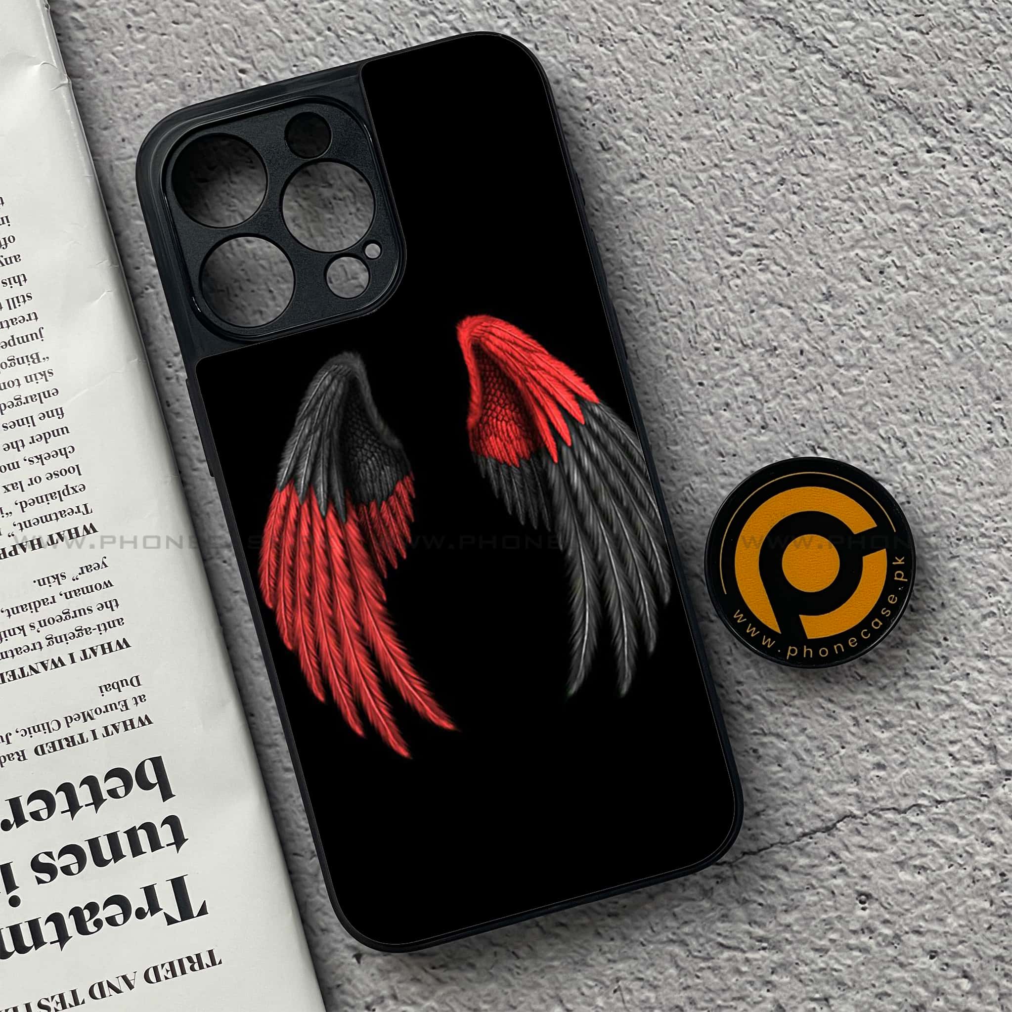 iPhone 15 Pro - Angel Wings Series - Premium Printed Glass soft Bumper shock Proof Case