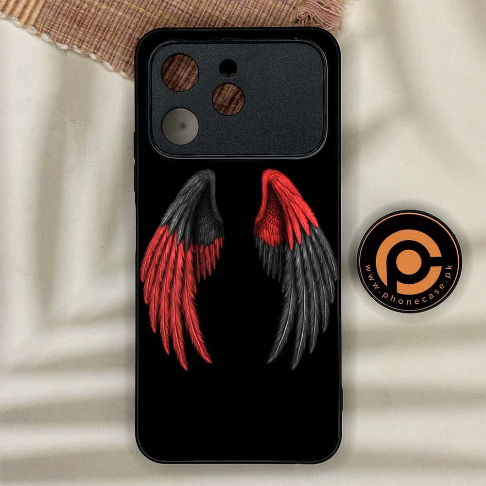 Tecno Spark 40 - Angel Wings Series - Premium Metal Printed soft Bumper shock Proof Case