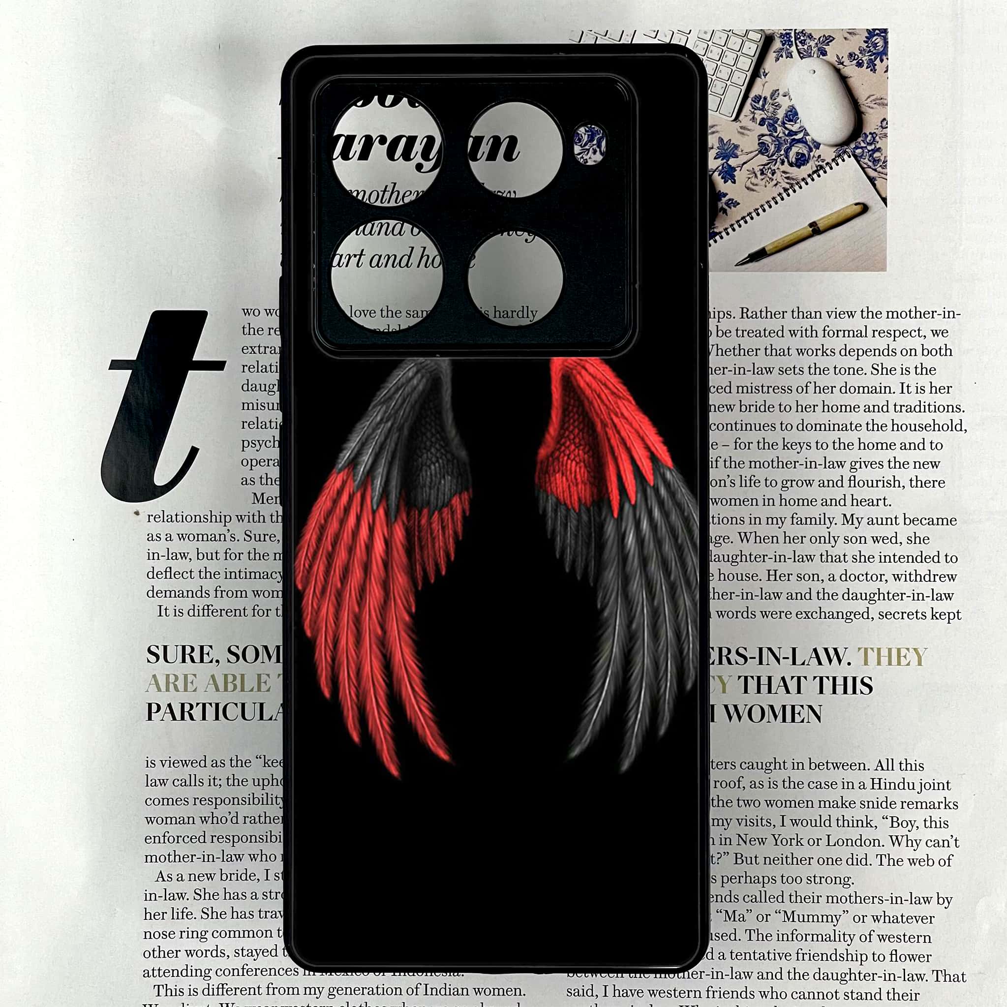 Infinix Note 40 Pro Plus - Angel Wings Series - Premium Metal Printed soft Bumper shock Proof Case