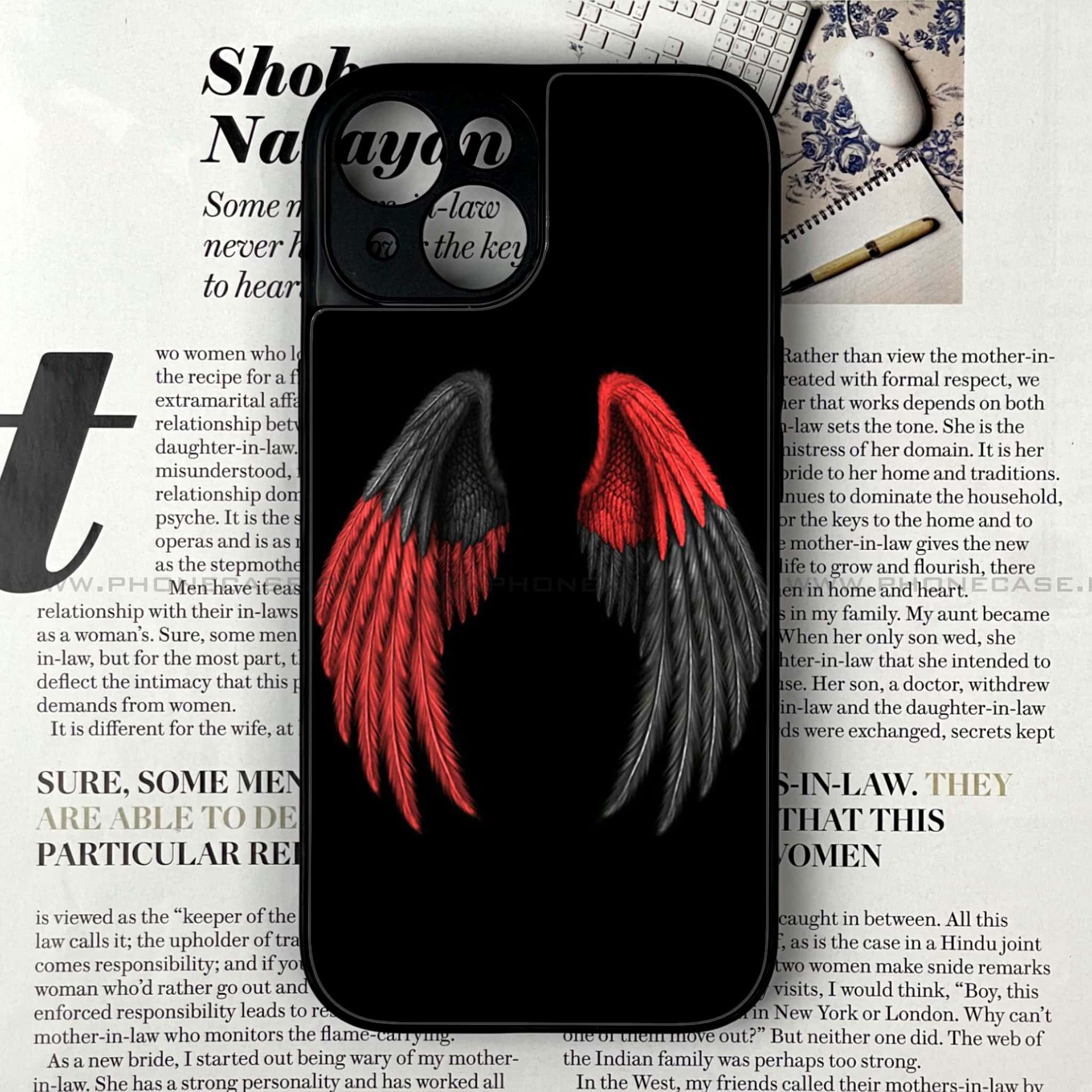 iPhone 15 Plus - Angel Wings Series - Premium Printed Glass soft Bumper shock Proof Case