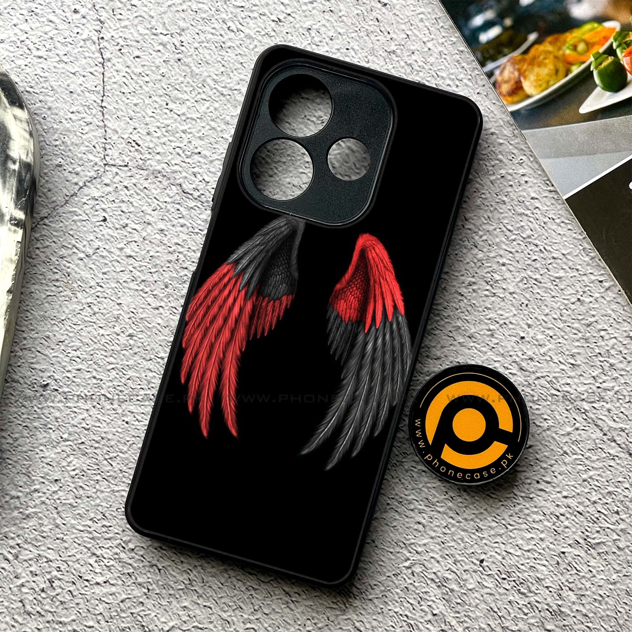 Oppo A5 Pro - Angel Wings Series - Premium Metal Printed soft Bumper shock Proof Case
