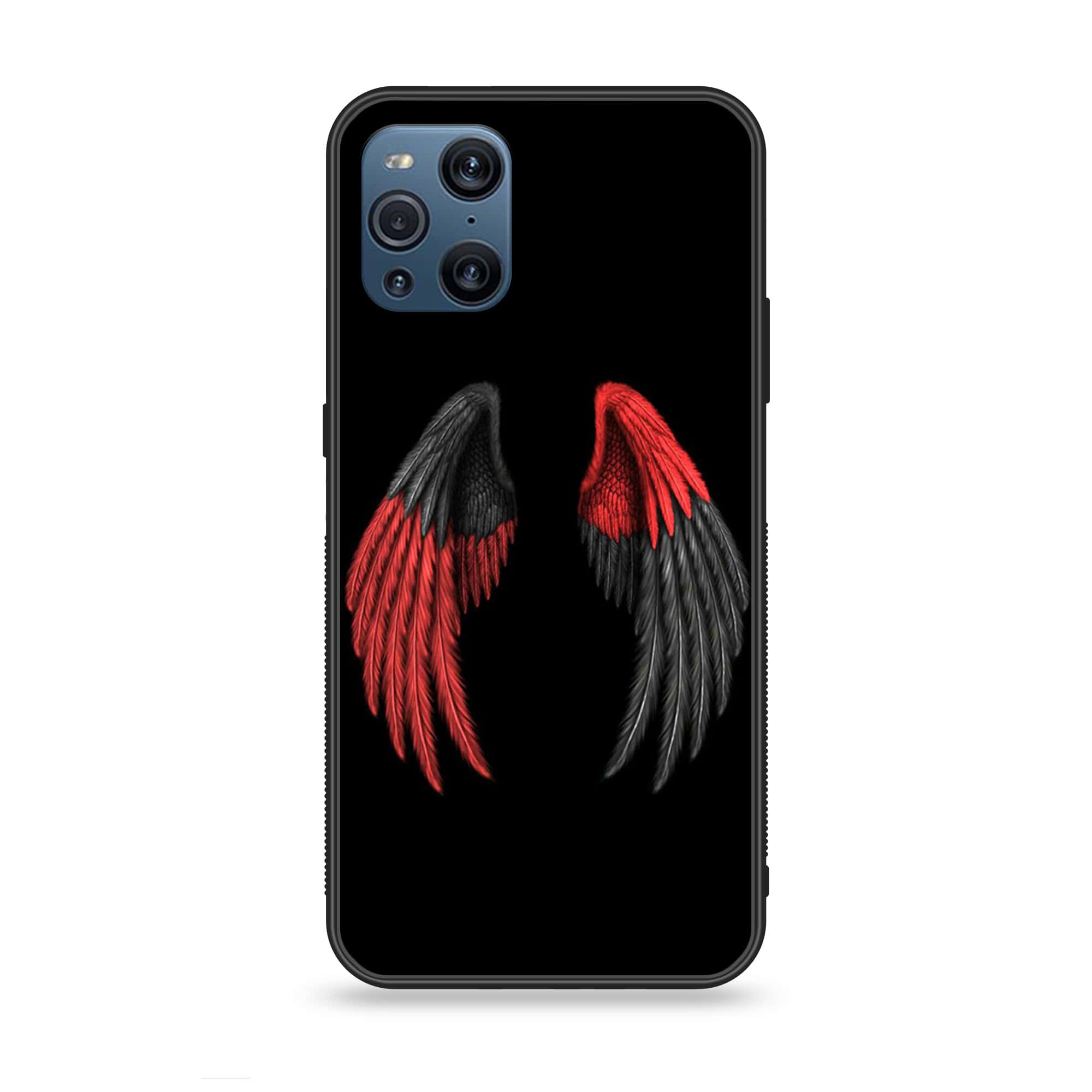 Oppo Find X3 - Angel Wings Series - Premium Printed Glass soft Bumper shock Proof Case