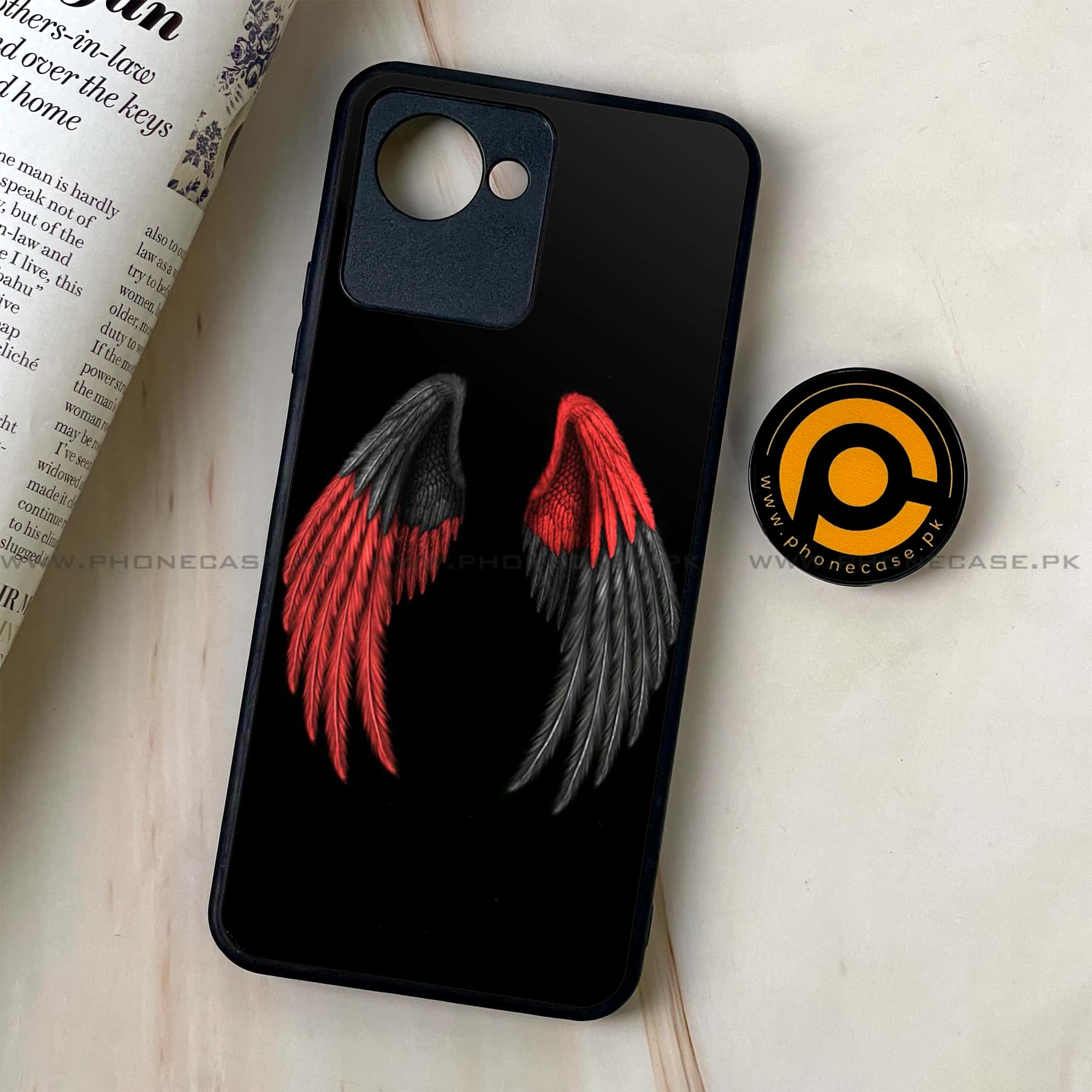 Realme C30 - Angel Wings Series - Premium Printed Glass soft Bumper shock Proof Case