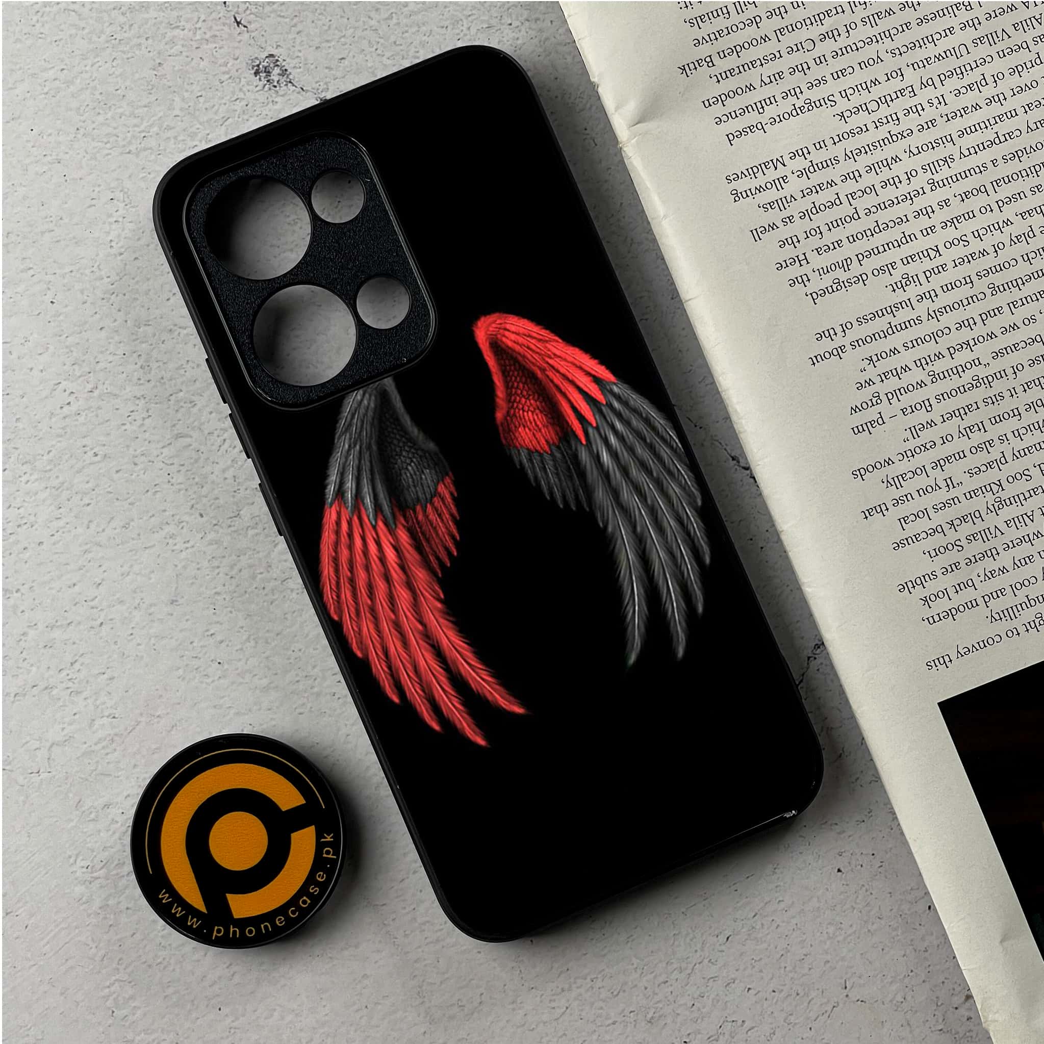 Oppo Reno 13 - Angel Wings Series - Premium Metal Printed Soft Bumper Shockproof Case
