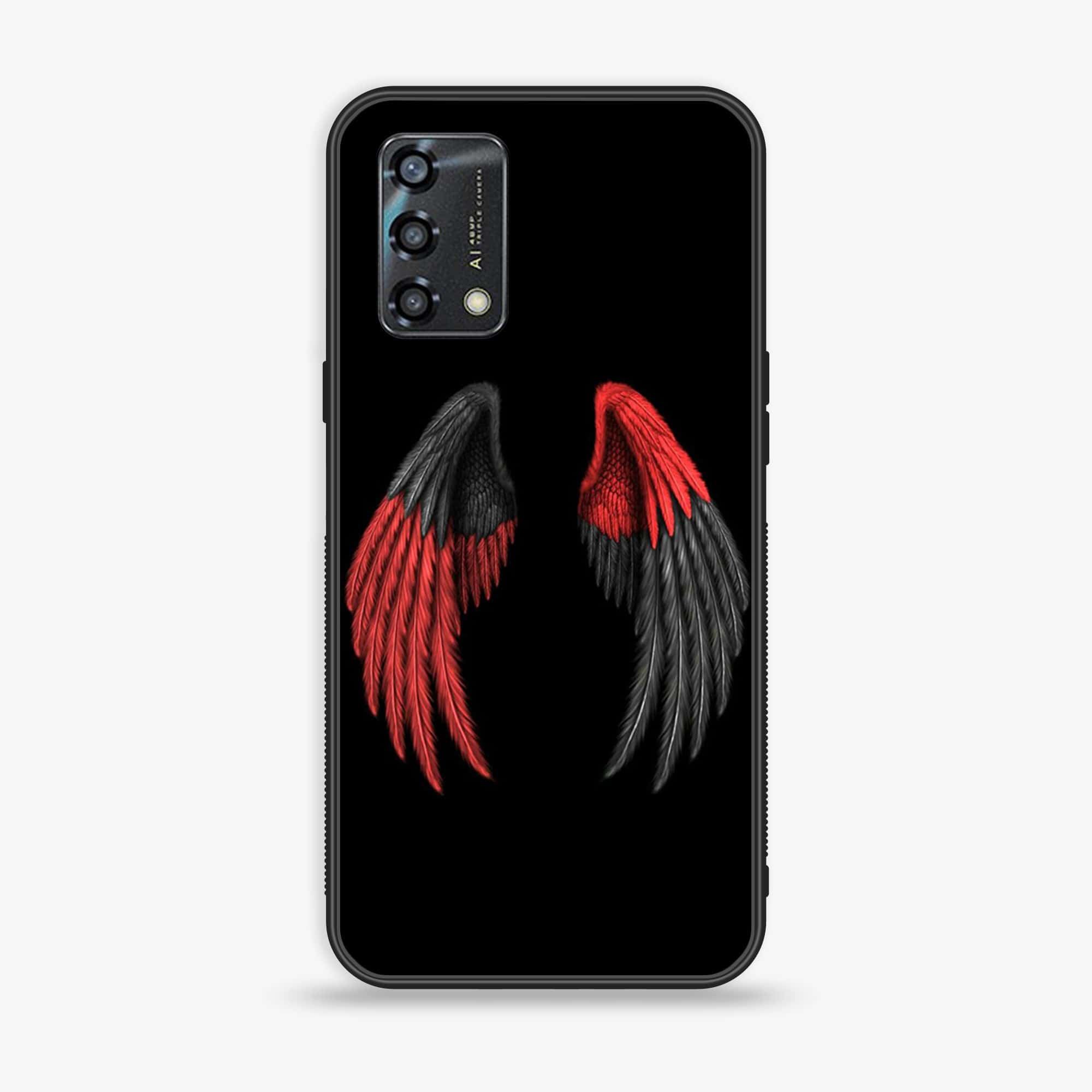 Oppo A95 - Angel Wings Series - Premium Printed Glass soft Bumper shock Proof Case