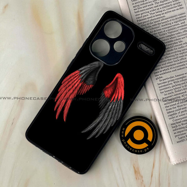 Redmi Note 13 Pro Plus 5G - Angel Wings Series  Design 7 - Premium Printed Glass soft Bumper shock Proof Case CS-21740