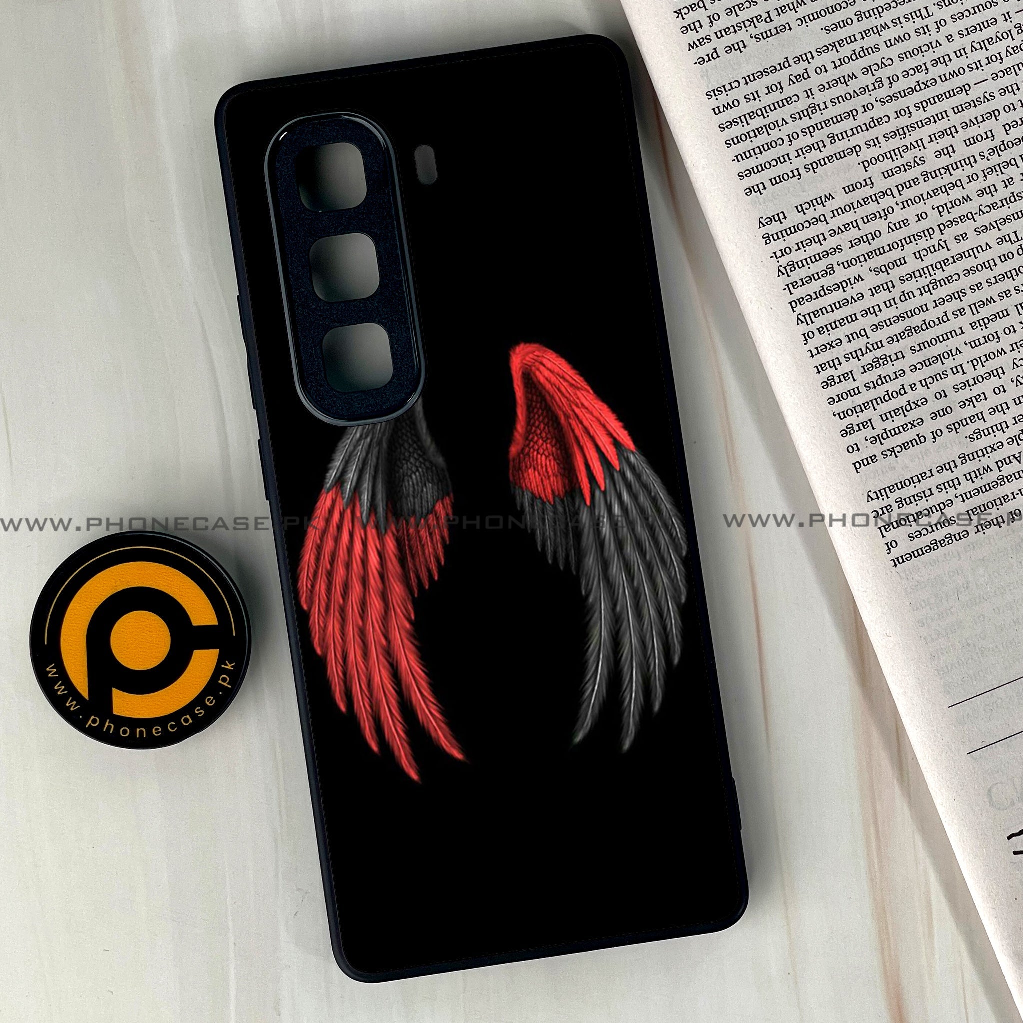 Infinix Hot 60 Pro Plus - Angel Wings Series - Premium Metal Printed soft Bumper shock Proof Case
