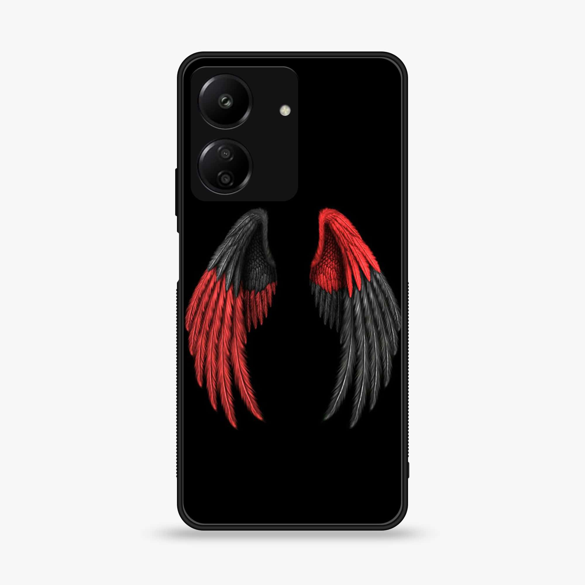 Xiaomi Poco C65 - Angel Wings Series - Premium Printed Glass soft Bumper shock Proof Case