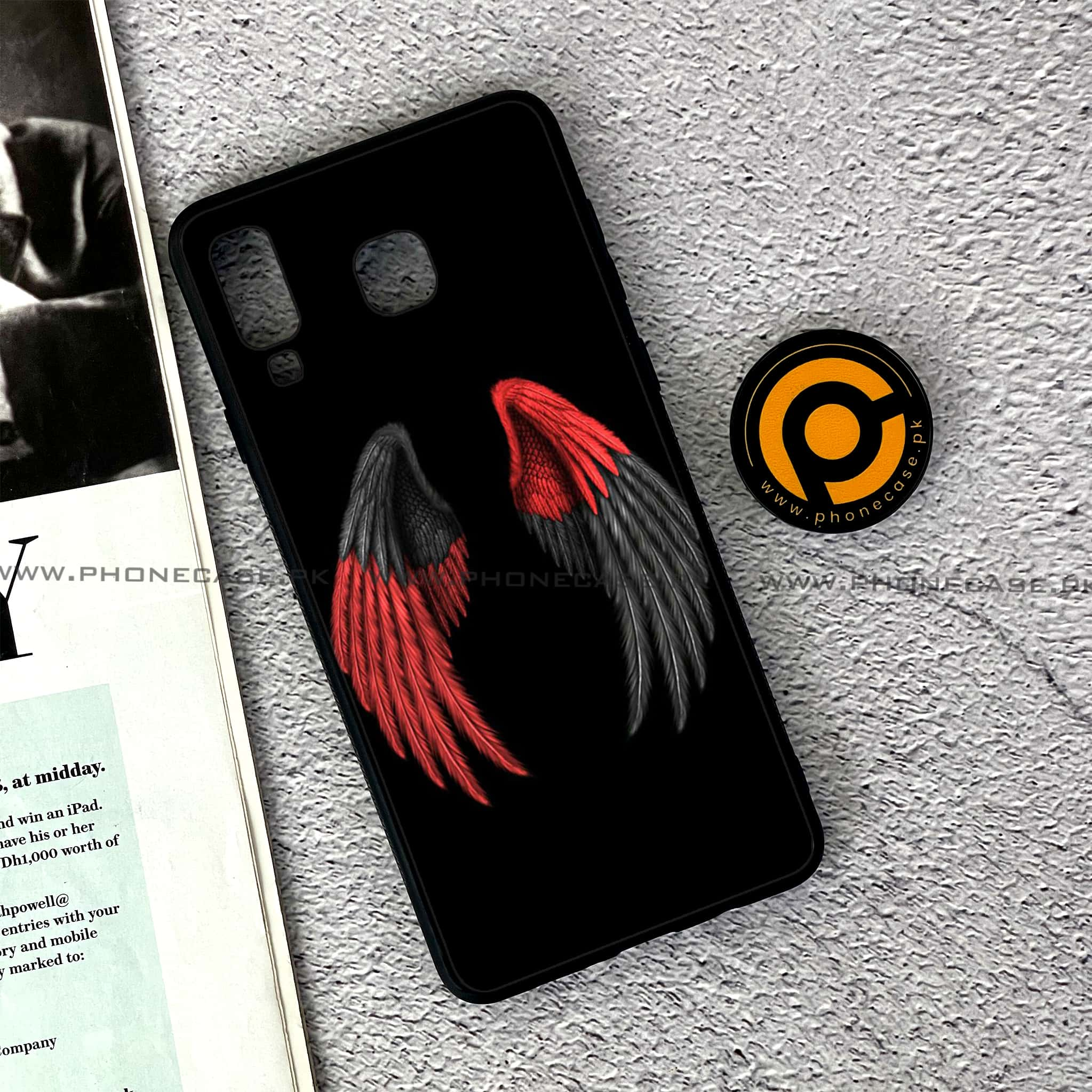 Samsung Galaxy A8 Star(A9 Star) - Angel Wings Series - Premium Printed Glass soft Bumper shock Proof Case