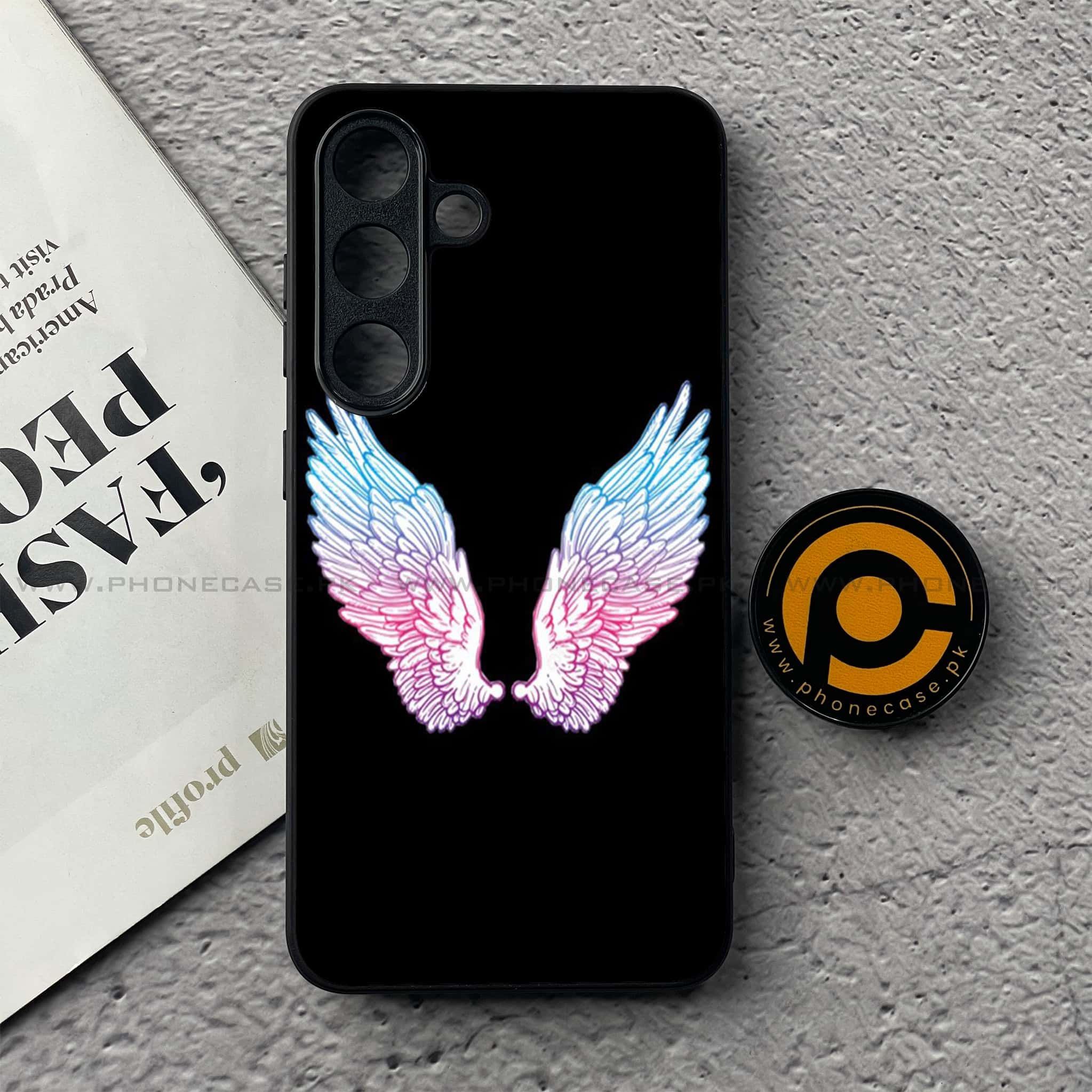 Samsung Galaxy S25 FE - Angel Wings Series - Premium Metal Printed soft Bumper shock Proof Case