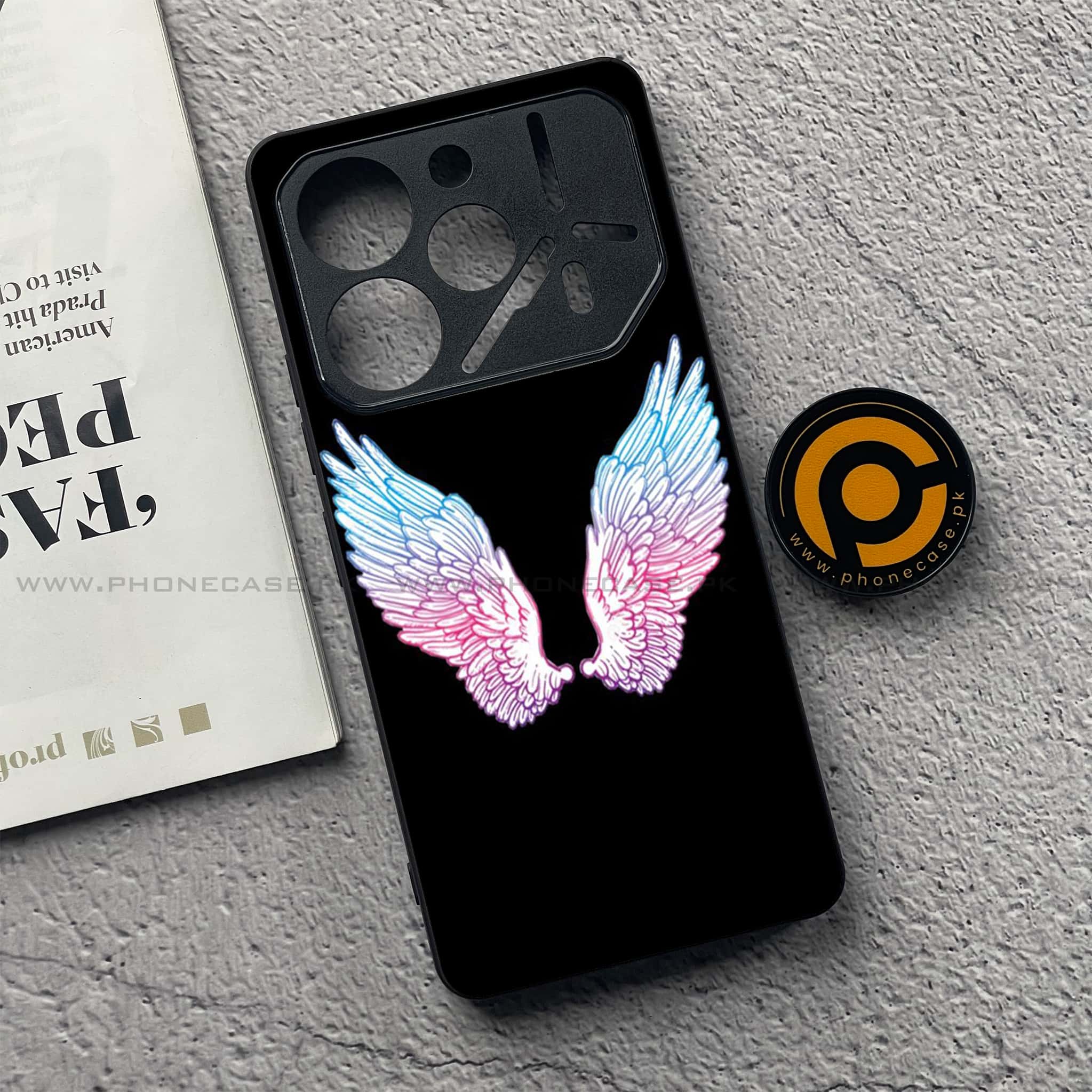 Tecno Pova 6 - Angel Wings Series - Premium Printed Glass soft Bumper shock Proof Case