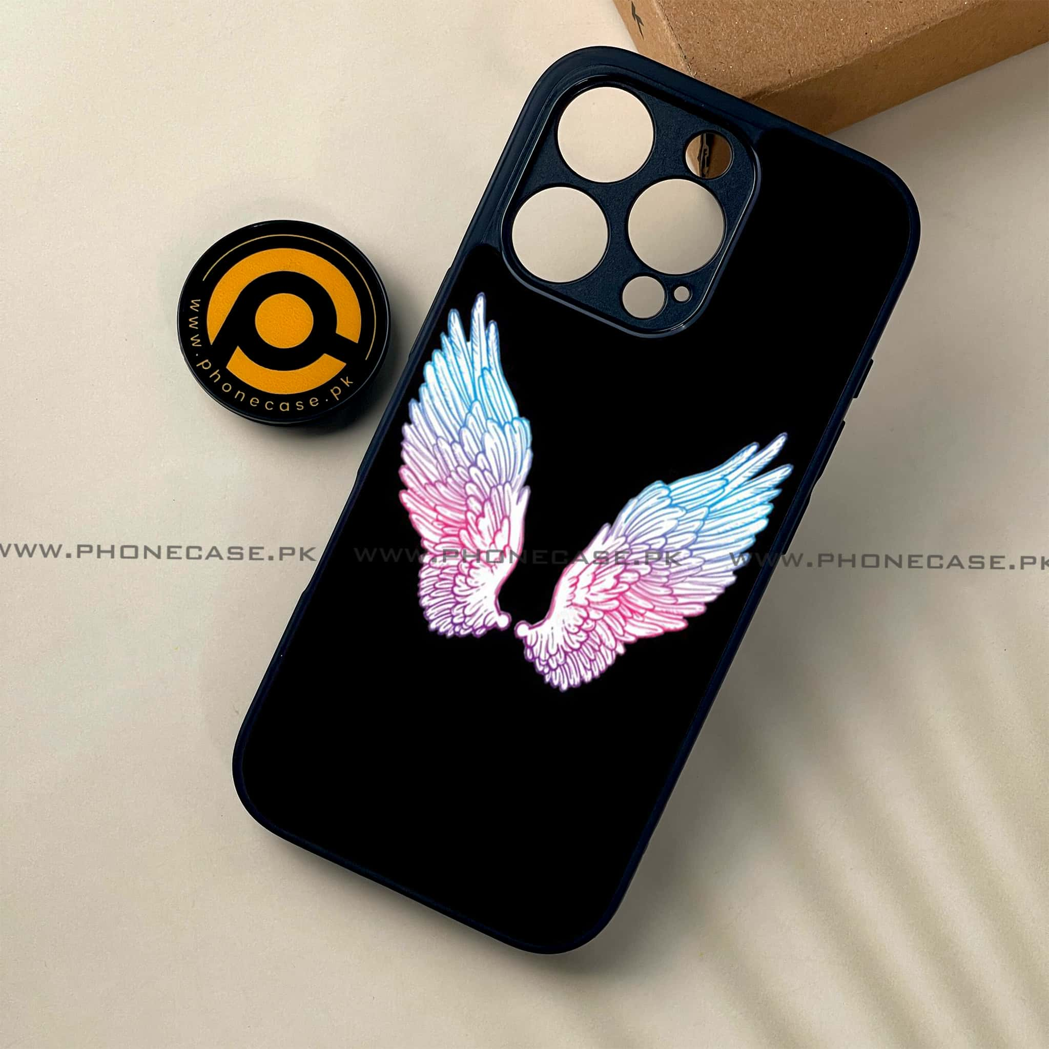 iPhone 16 Pro - Angel Wings Series - Premium Printed Glass soft Bumper shock Proof Case