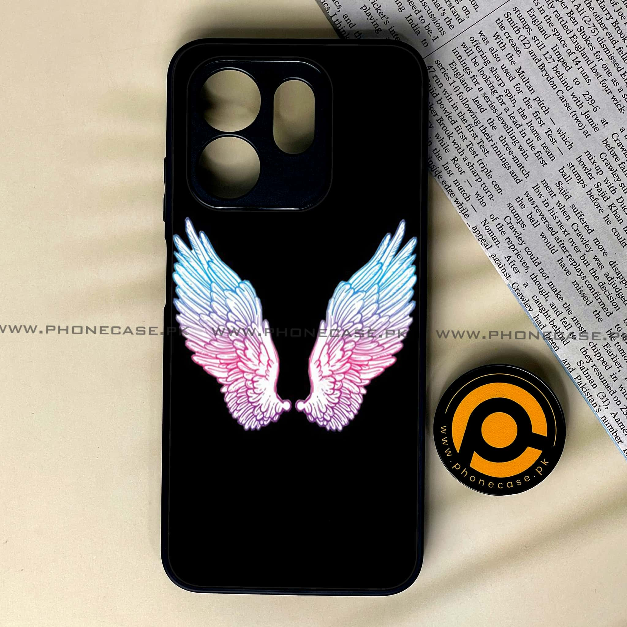 Infinix Hot 50i - Angel Wings Series - Premium Printed Glass soft Bumper shock Proof Case