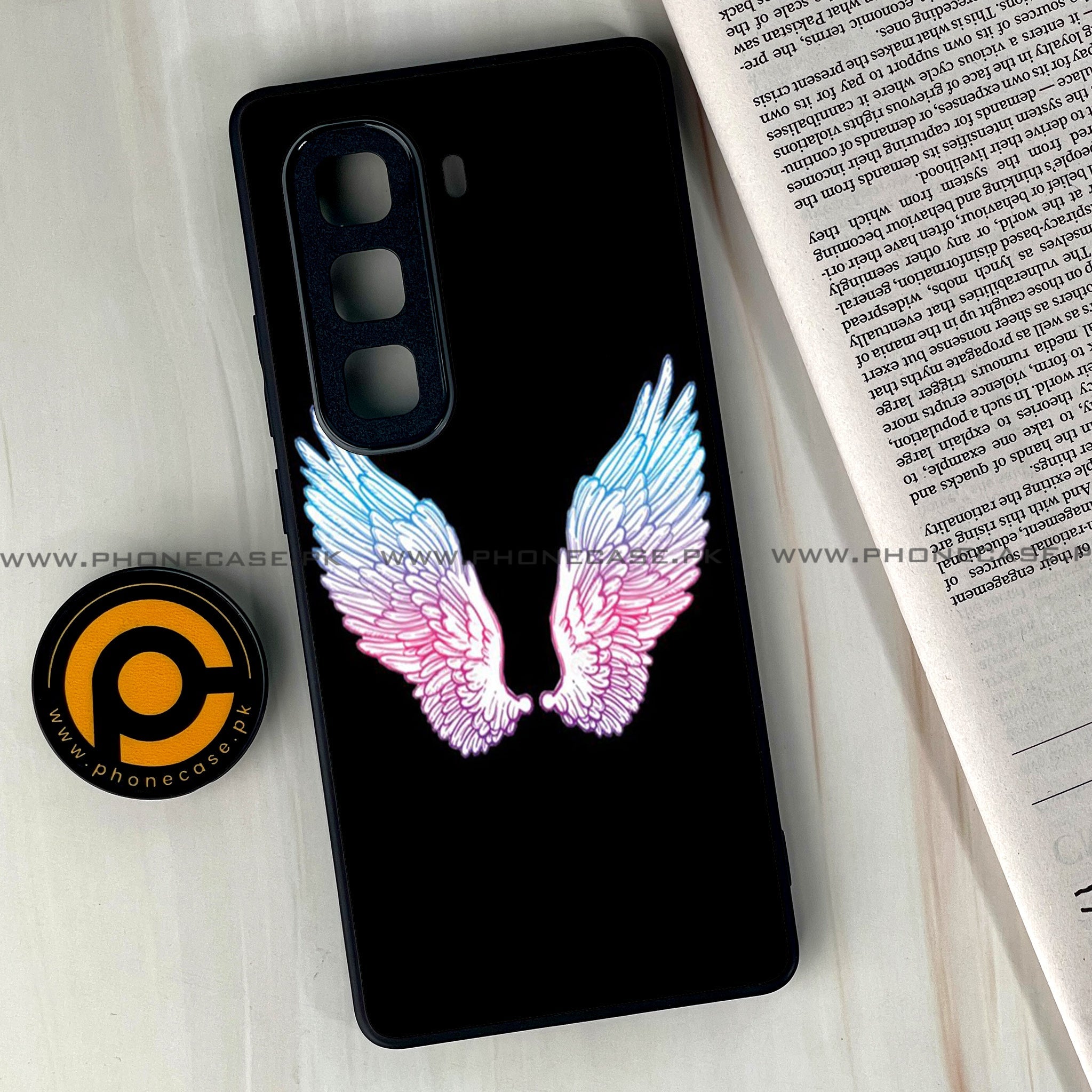 Infinix Hot 60 Pro Plus - Angel Wings Series - Premium Metal Printed soft Bumper shock Proof Case