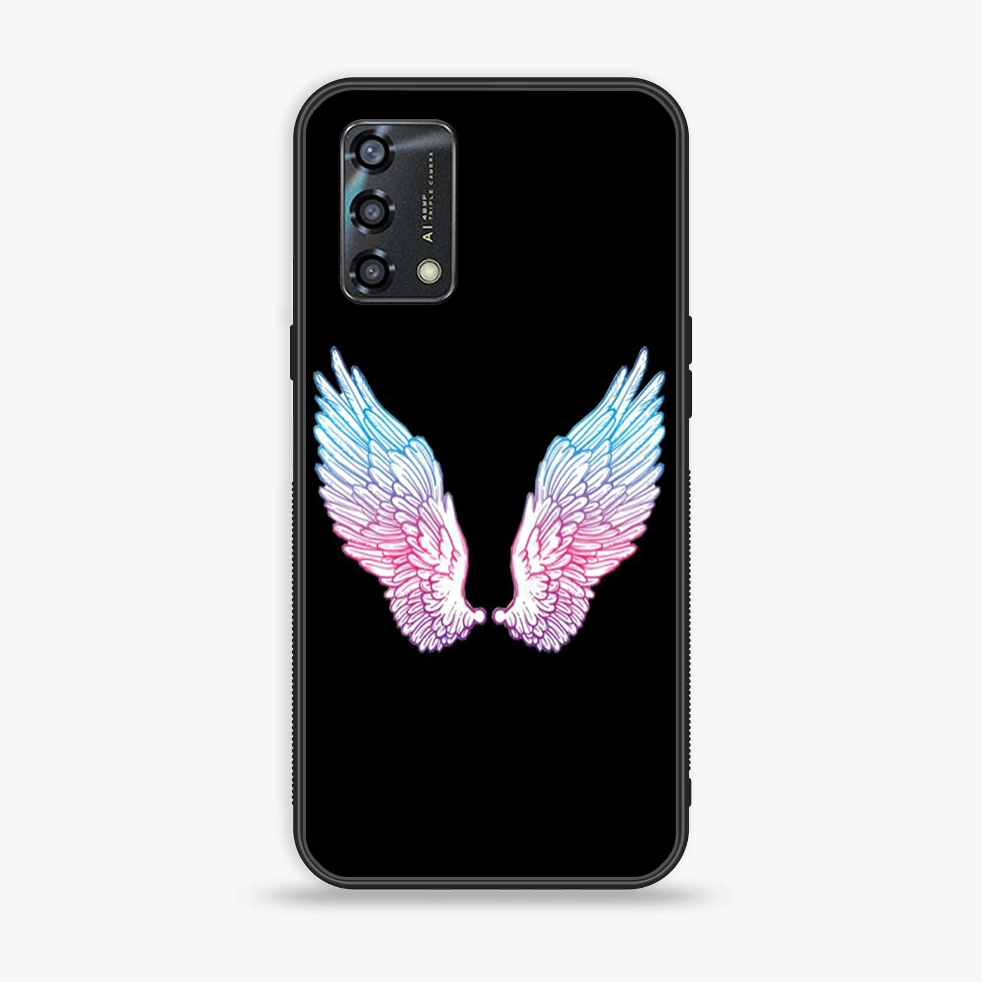 Oppo A95 - Angel Wings Series - Premium Printed Glass soft Bumper shock Proof Case