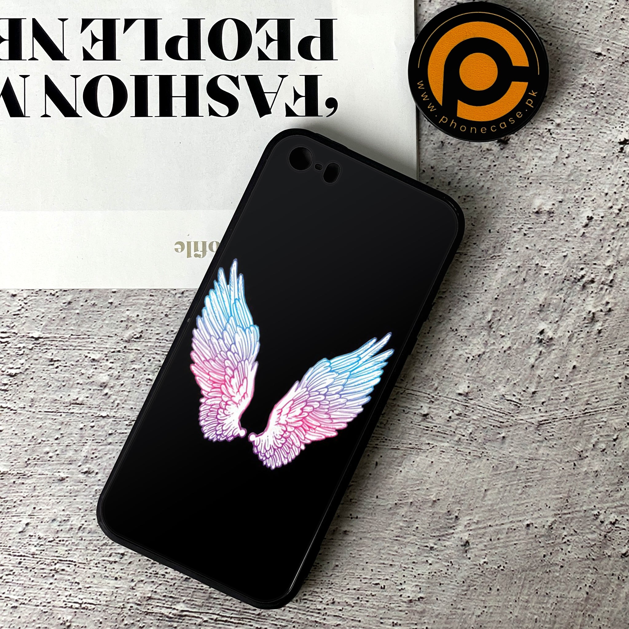 iPhone 5/5c/5s - Angel Wings Series - Premium Printed Glass soft Bumper shock Proof Case