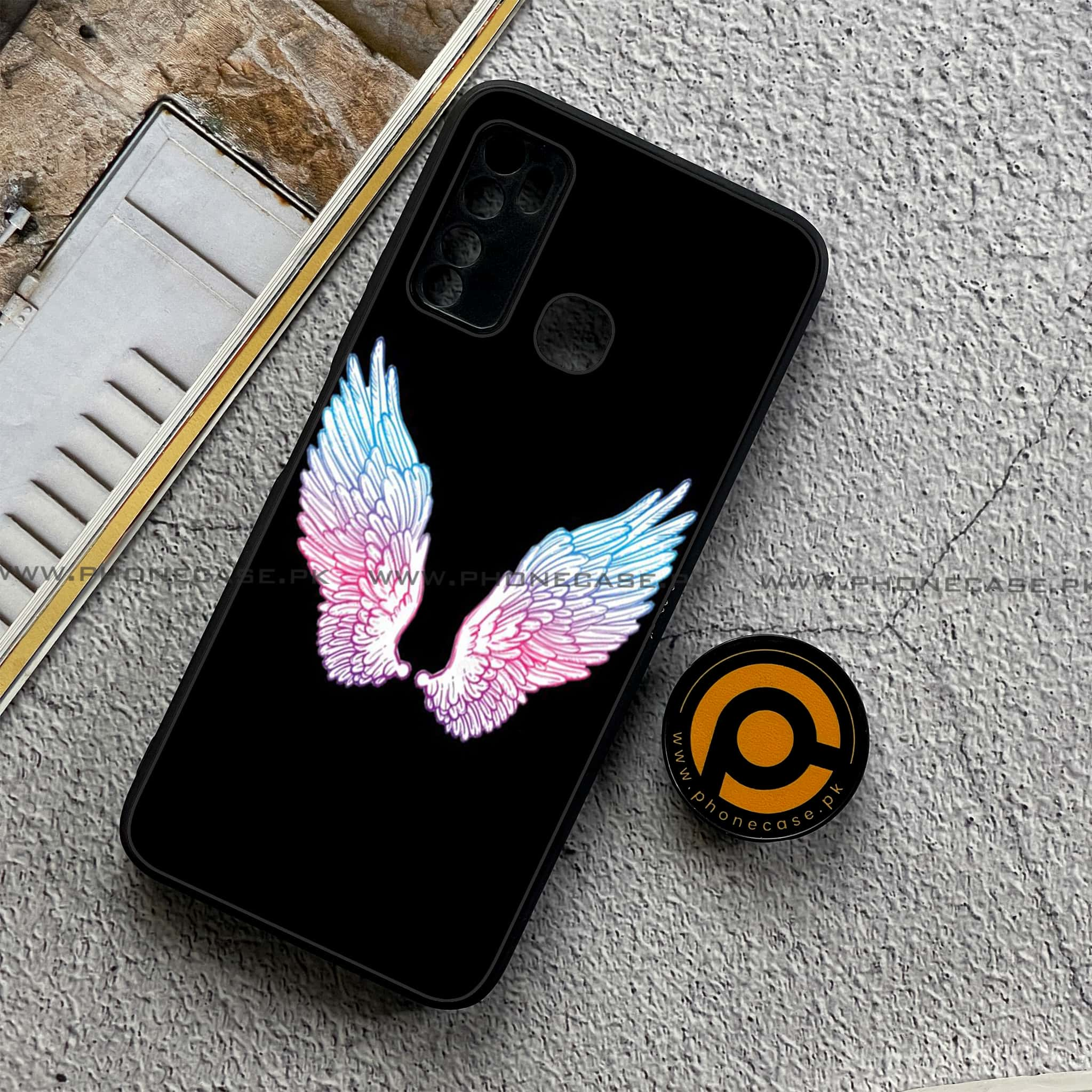 Infinix Note 7 Lite - Angel Wings Series - Premium Printed Metal soft Bumper shock Proof Case