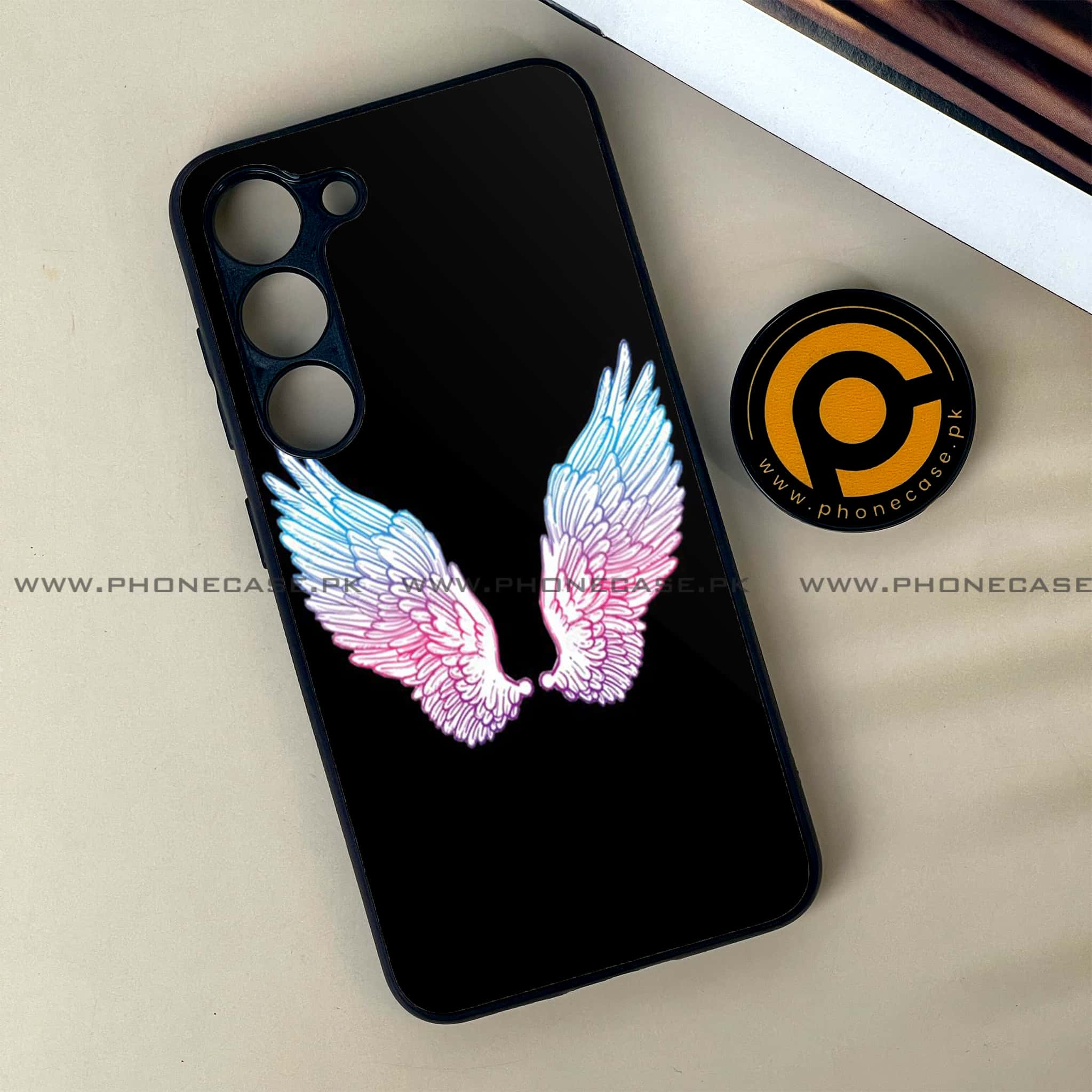 Samsung Galaxy S23 - Angel Wings Series - Premium Printed Glass soft Bumper shock Proof Case