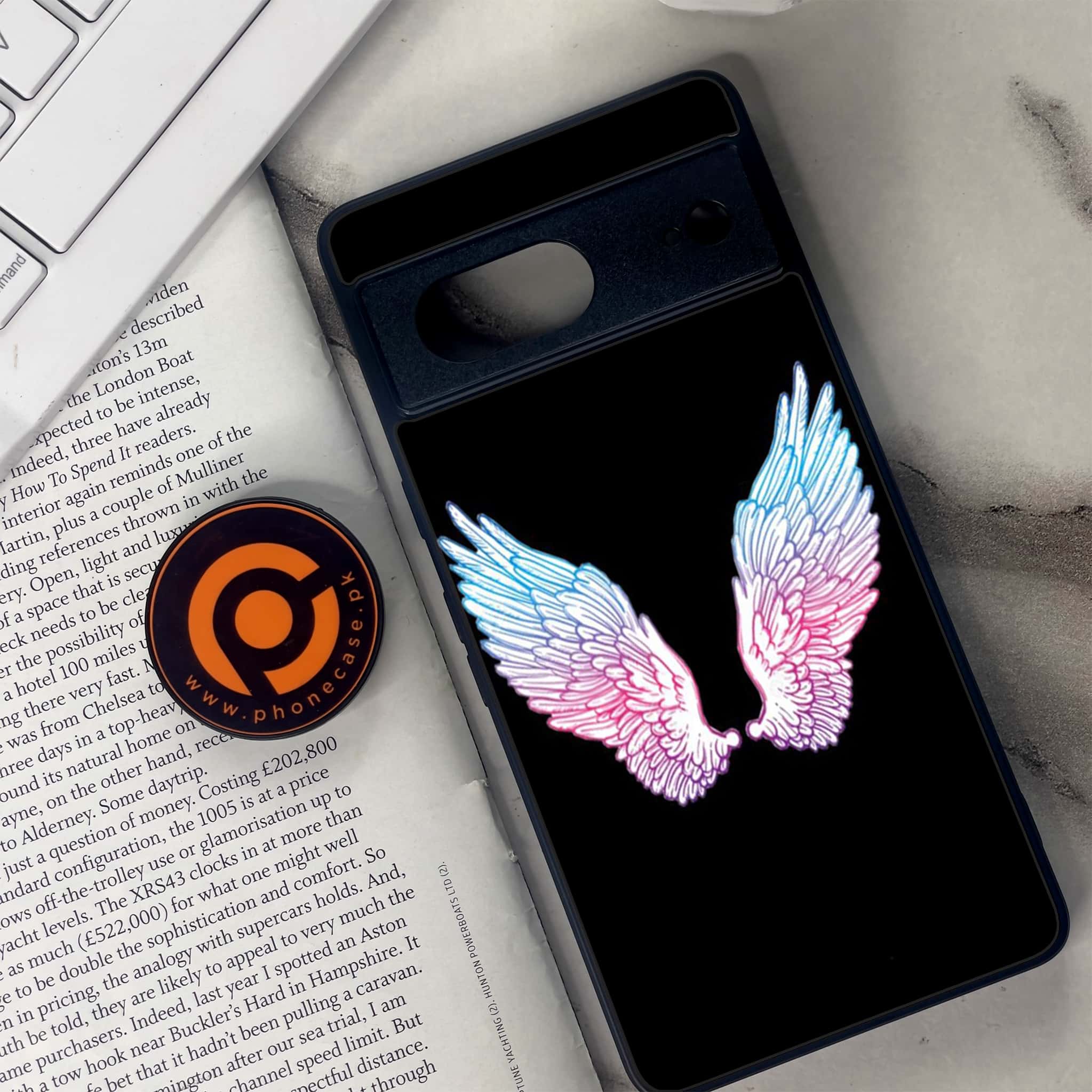 Google Pixel 7 - Angel Wings Series - Premium Metal Printed soft Bumper Shock Proof Case