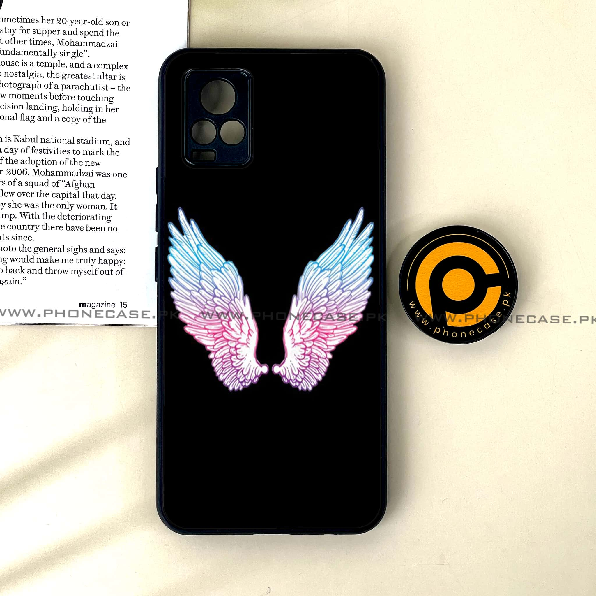 Vivo V20 - Angel wing Series - Premium Printed Glass soft Bumper shock Proof Case