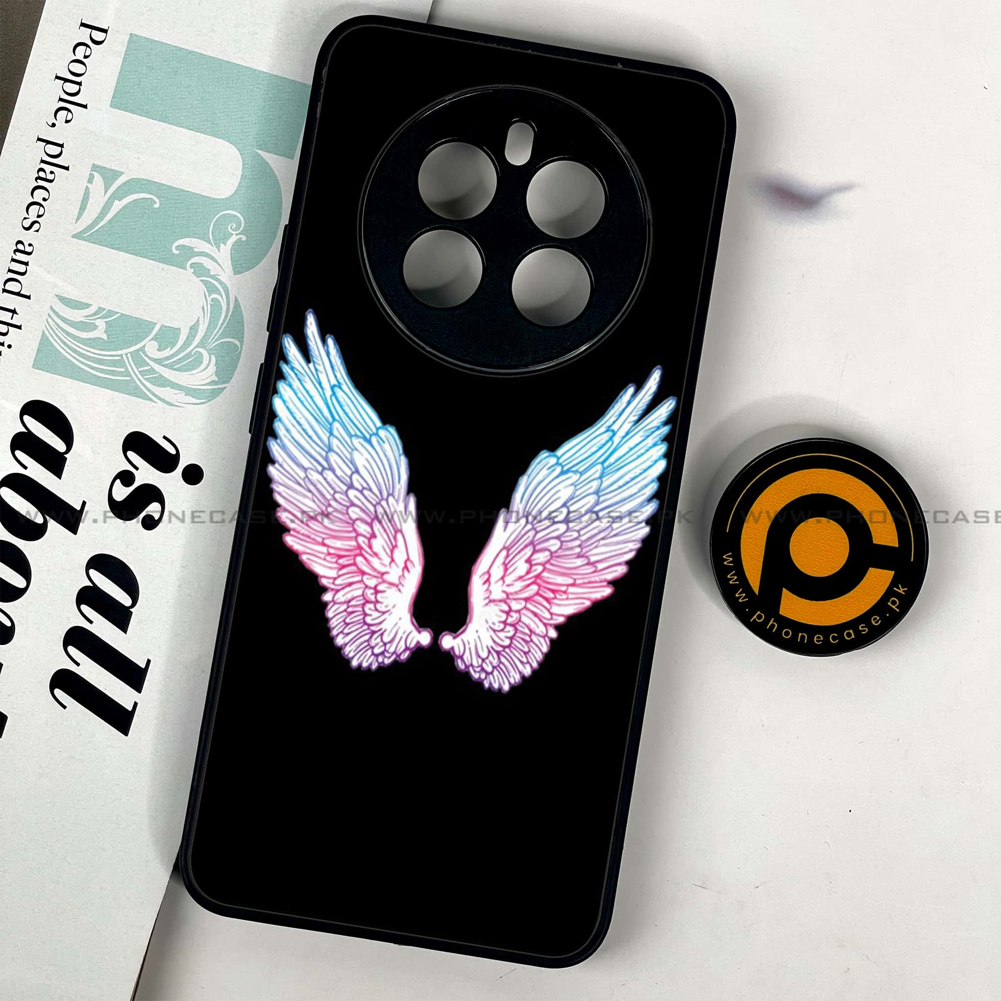 Realme 12 Plus 5G - Angel Wings Series - Premium Printed Glass soft Bumper shock Proof Case