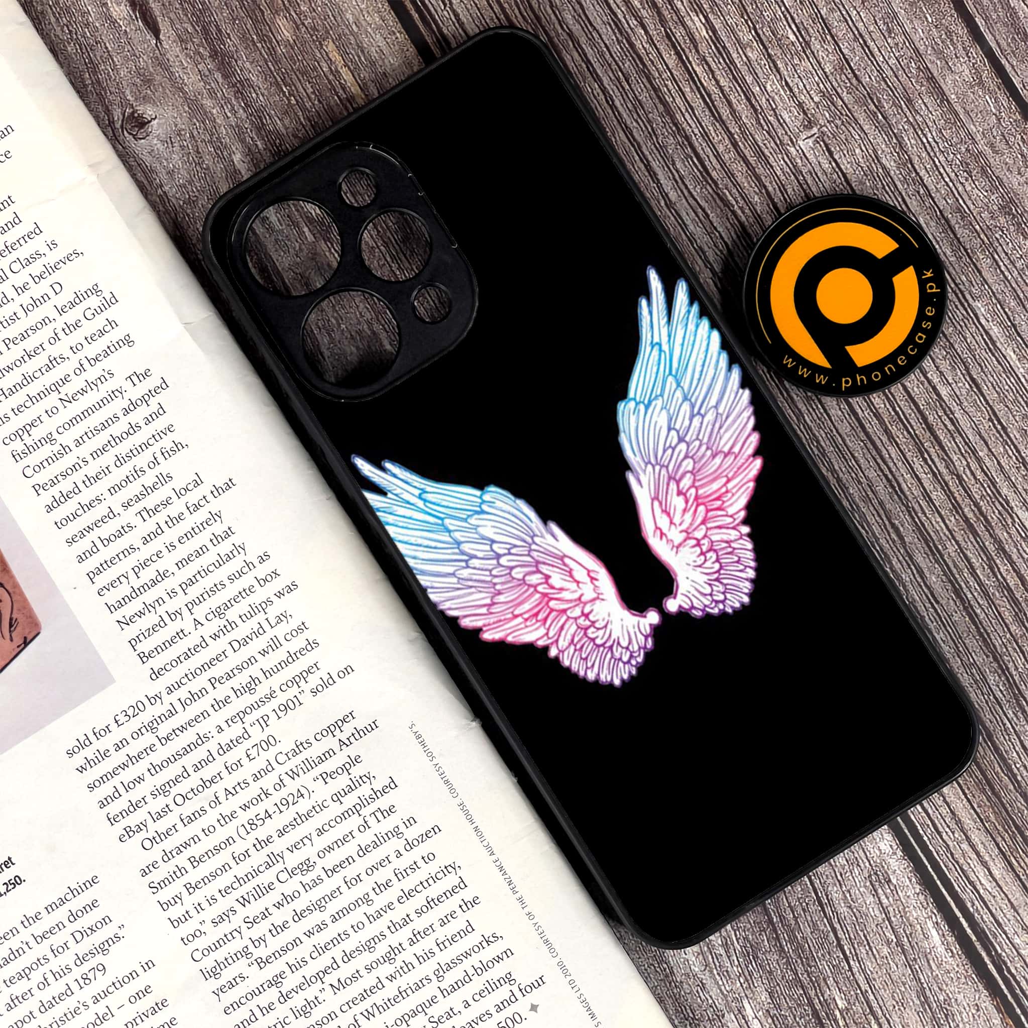 Xiaomi Redmi 12 - Angel Wings Series - Premium Printed Glass soft Bumper shock Proof Case