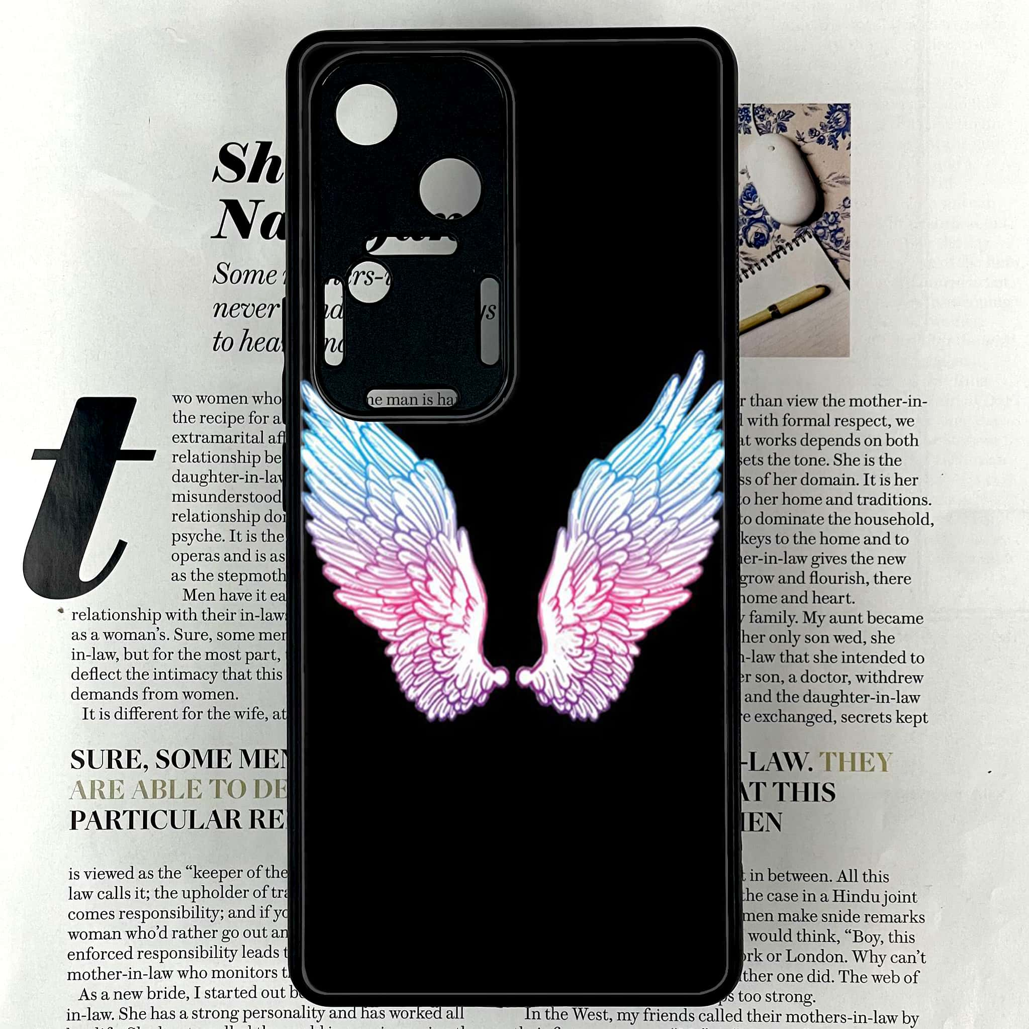 Vivo V30 - Angel Wings Series - Premium Printed Glass soft Bumper shock Proof Case