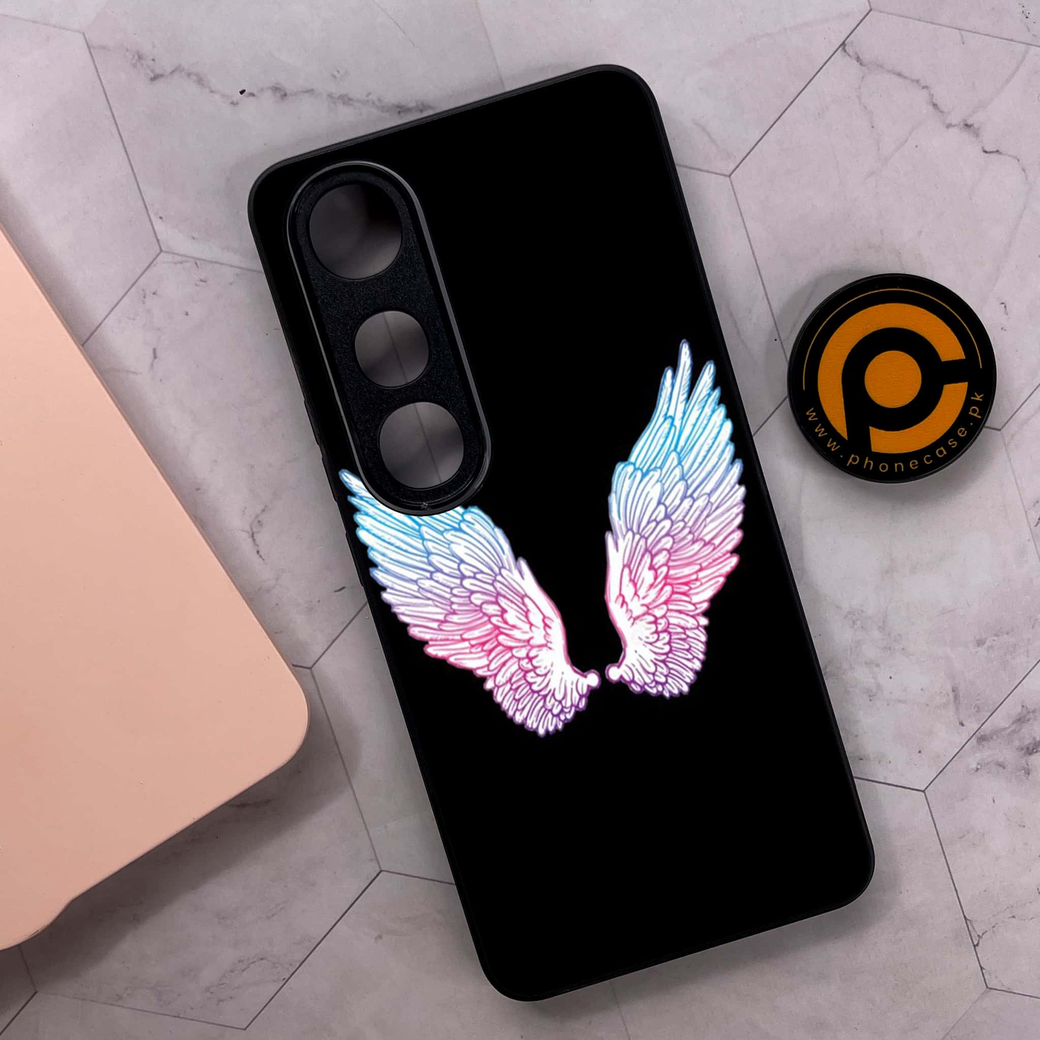 Vivo V50 Lite - Angel Wings Series - Premium Metal Printed soft Bumper shock Proof Case