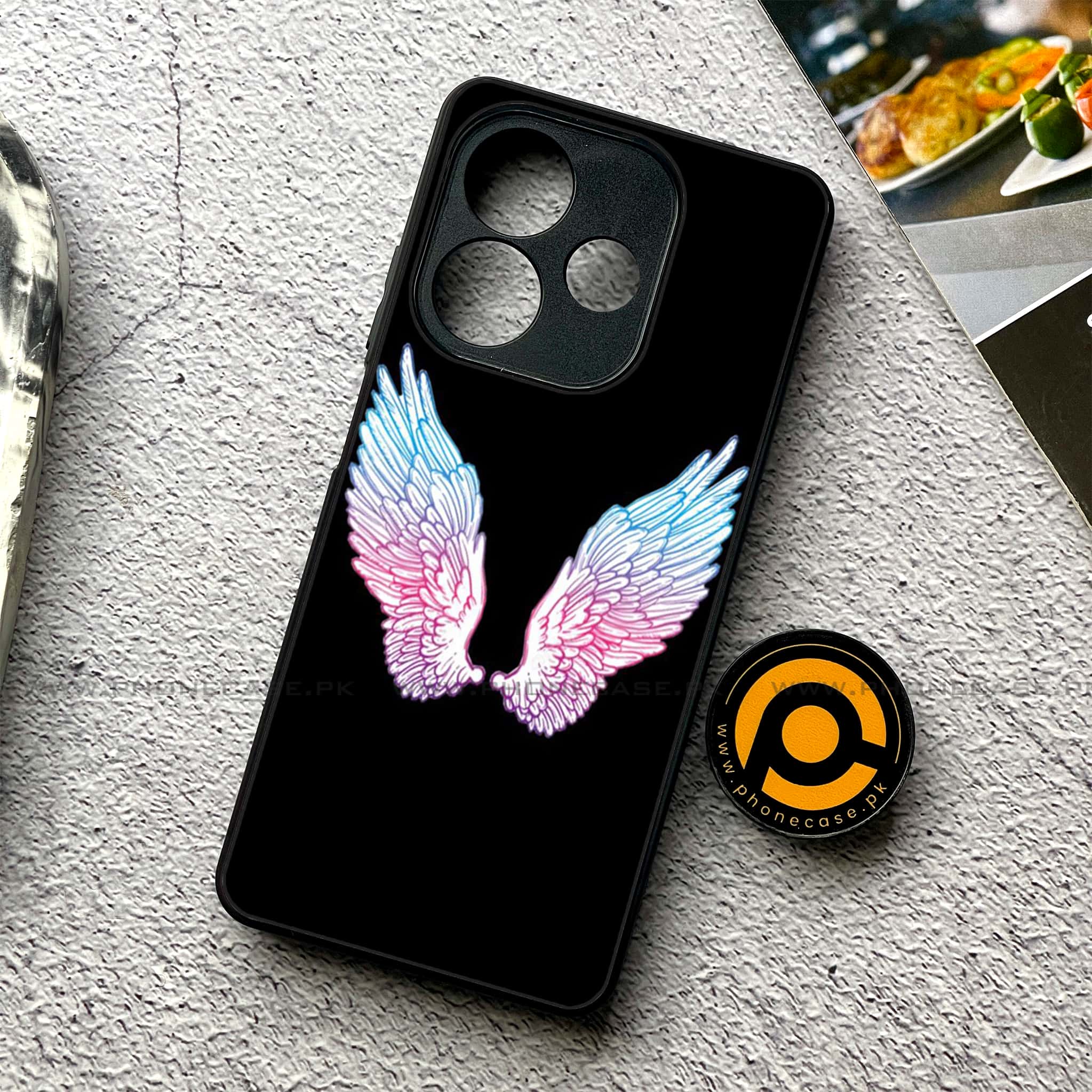 Oppo A5 Pro - Angel Wings Series - Premium Metal Printed soft Bumper shock Proof Case