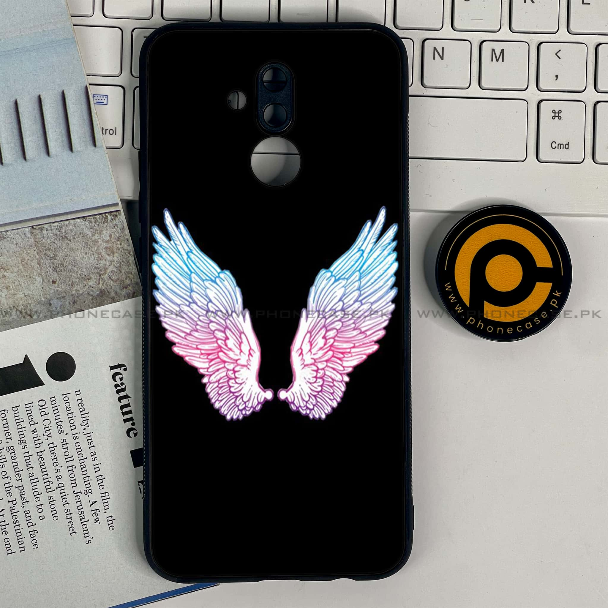 Huawei Mate 20 Lite - Angel Wings Series - Premium Printed Glass soft Bumper shock Proof Case