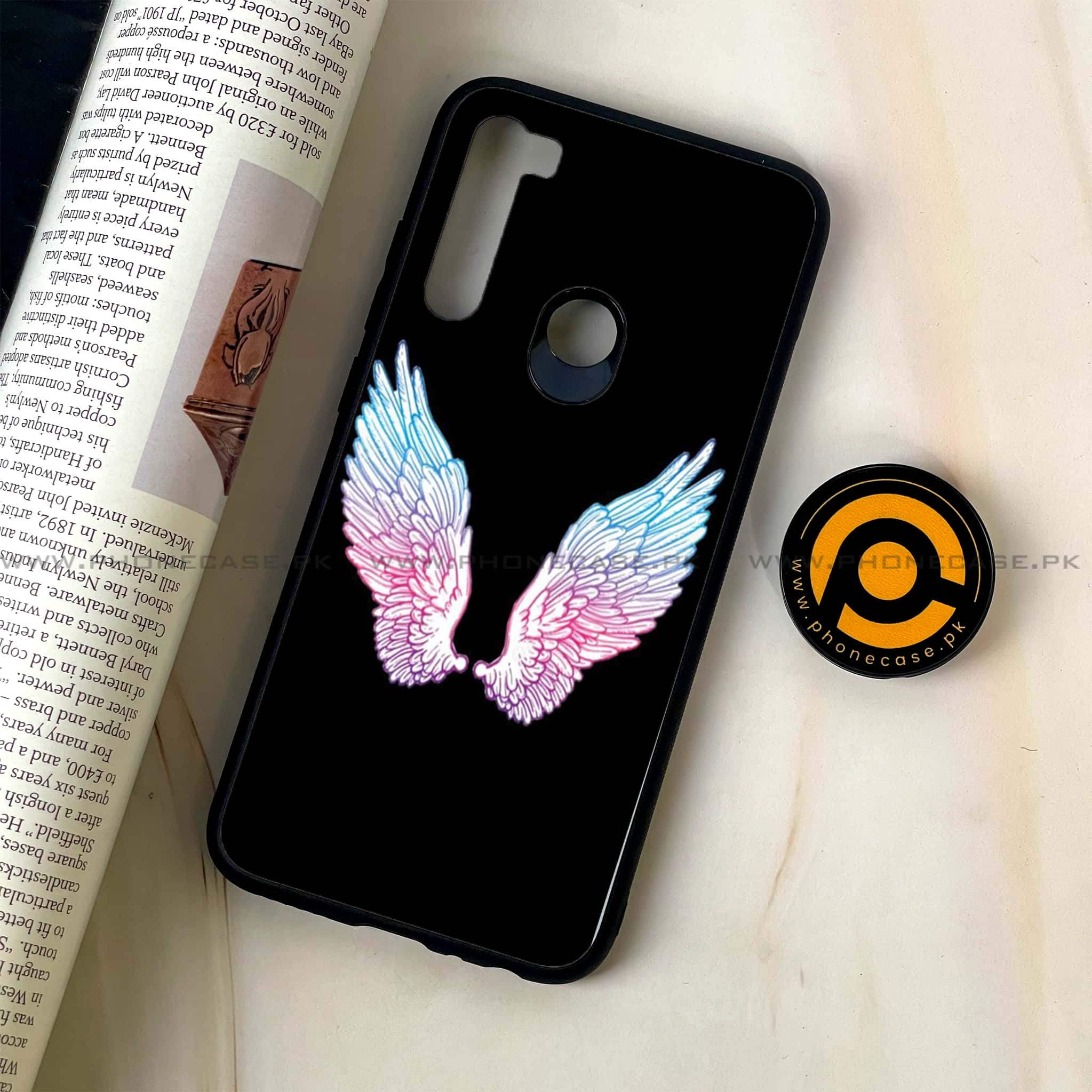 Redmi Note 8 - Angel Wings Series - Premium Printed Glass soft Bumper shock Proof Case