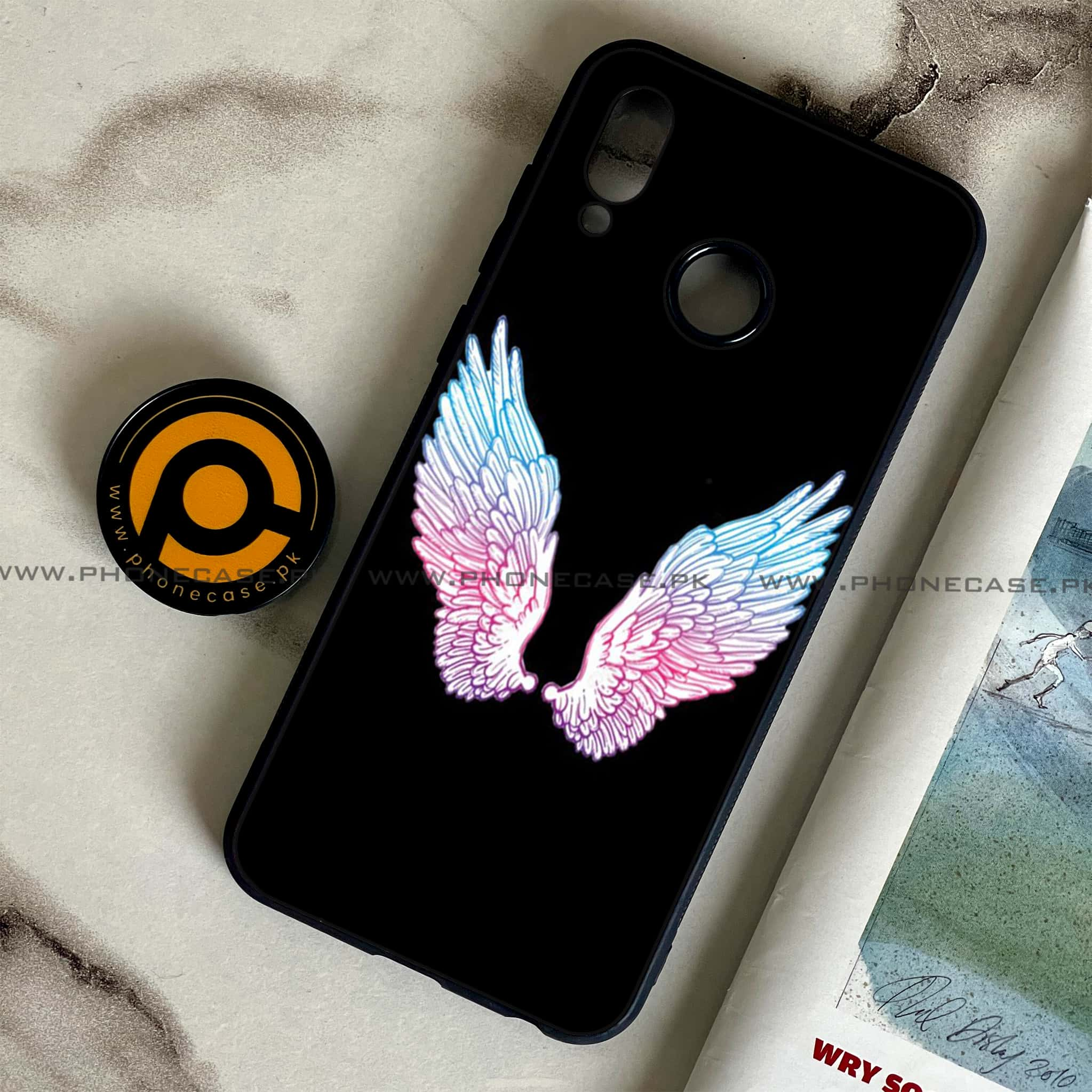 Huawei Honor Play - Angel Wings Series - Premium Printed Glass soft Bumper shock Proof Case