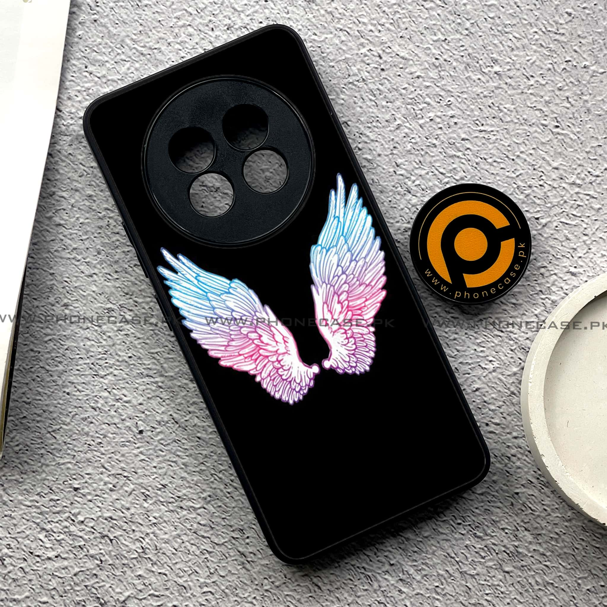 Realme 13 Plus - Angel Wings Series - Premium Printed Glass soft Bumper shock Proof Case