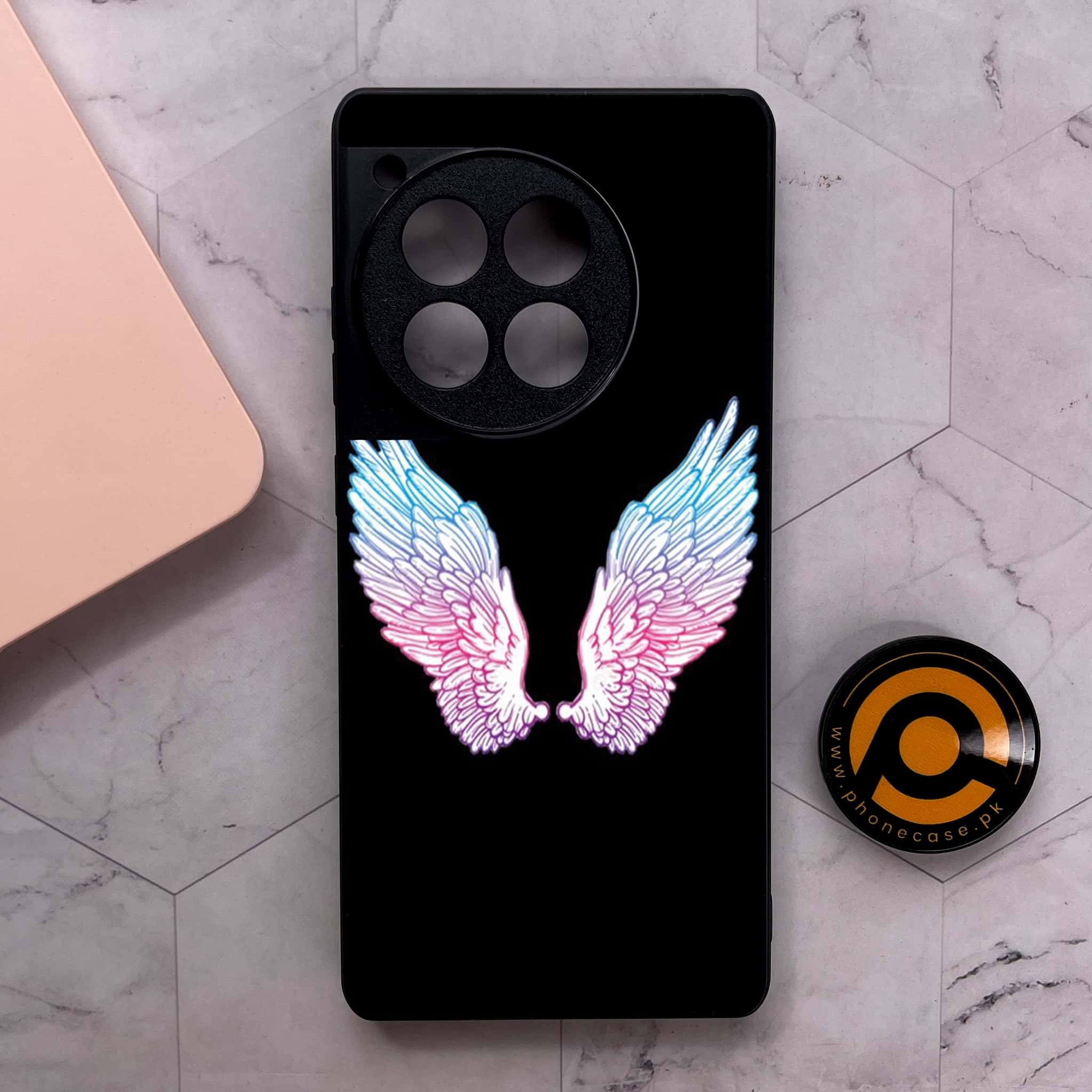 OnePlus 12R - Angel Wings Series - Premium Metal Printed soft Bumper shock Proof Case