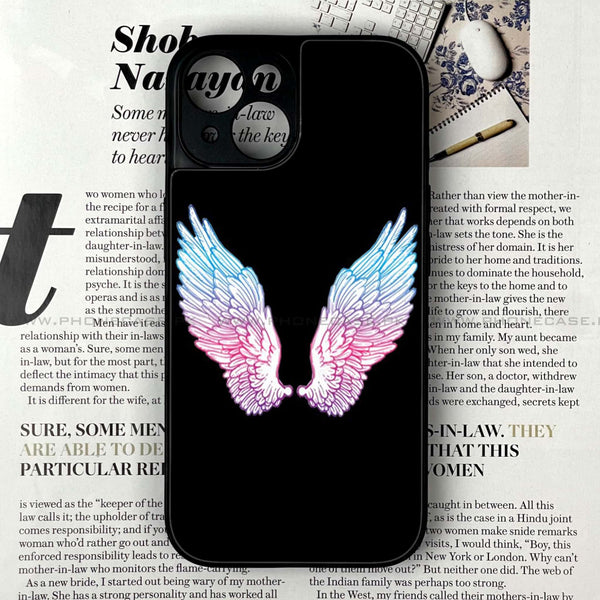 iPhone 13 - Angel Wings Series  Design 8 - Premium Printed Glass soft Bumper shock Proof Case CS-19443