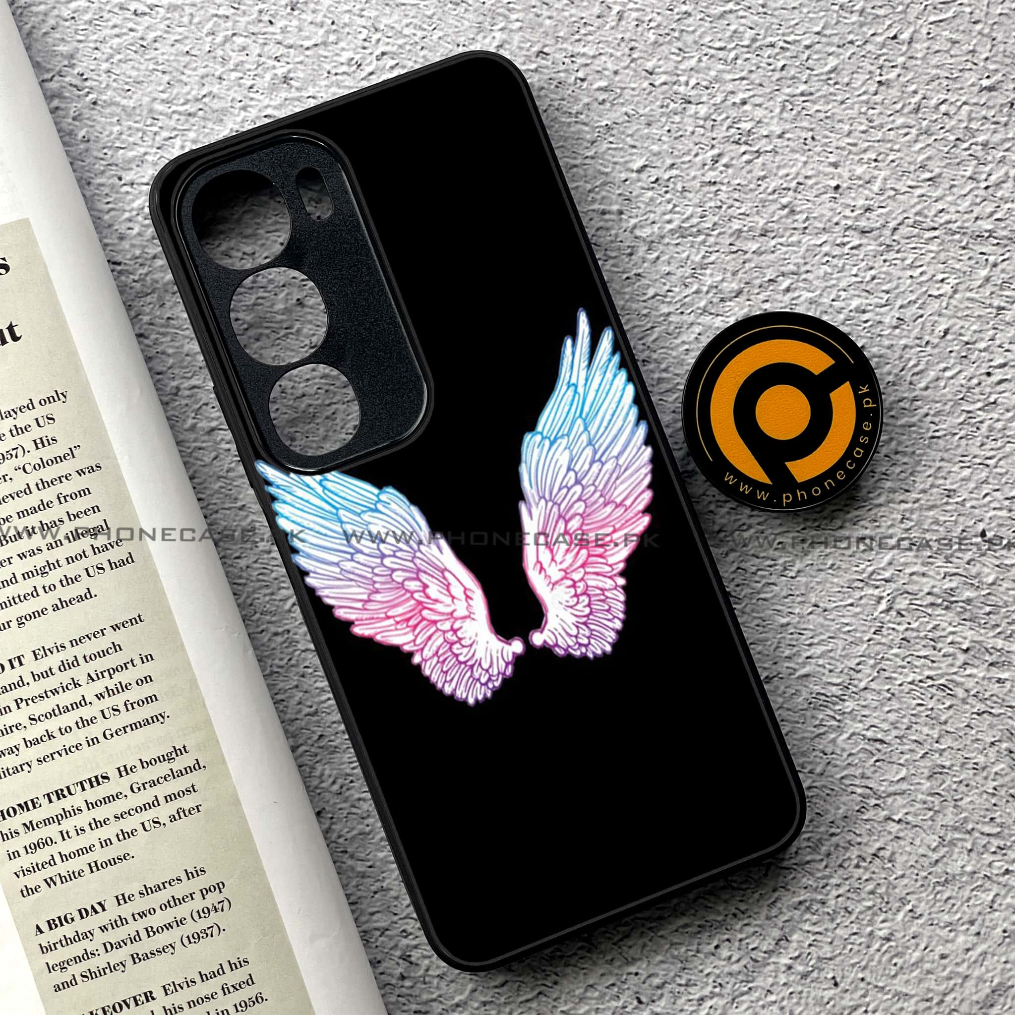 Vivo Y19s - Angel Wings Series - Premium Printed Glass soft Bumper shock Proof Case