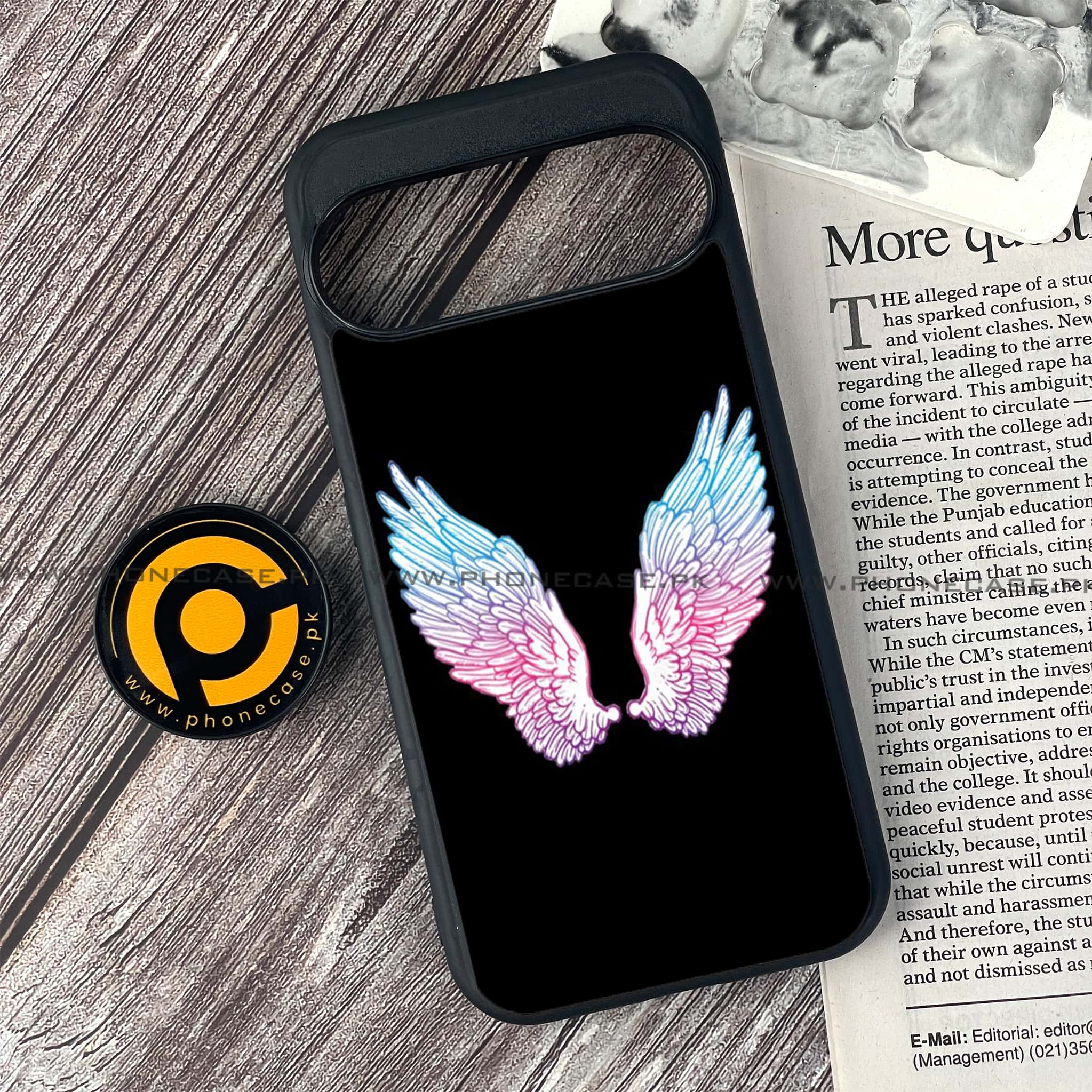 Google Pixel 9 Pro - Angel Wings Series - Premium Printed Glass soft Bumper shock Proof Case