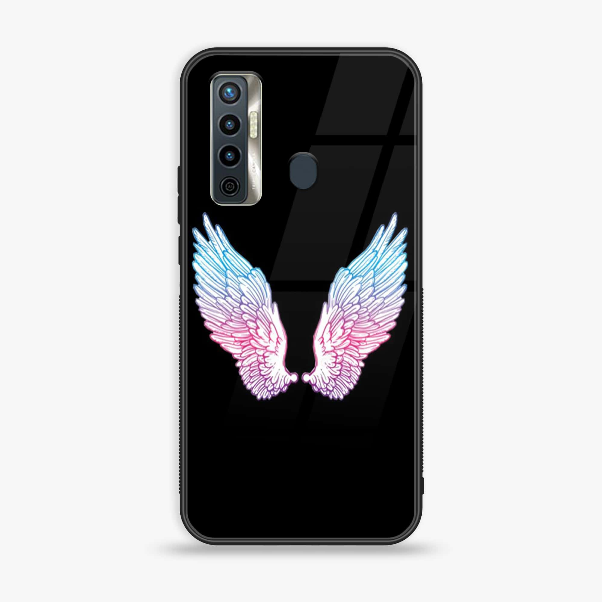 Tecno Camon 17 - Angel Wings Series - Premium Printed Glass soft Bumper shock Proof Case