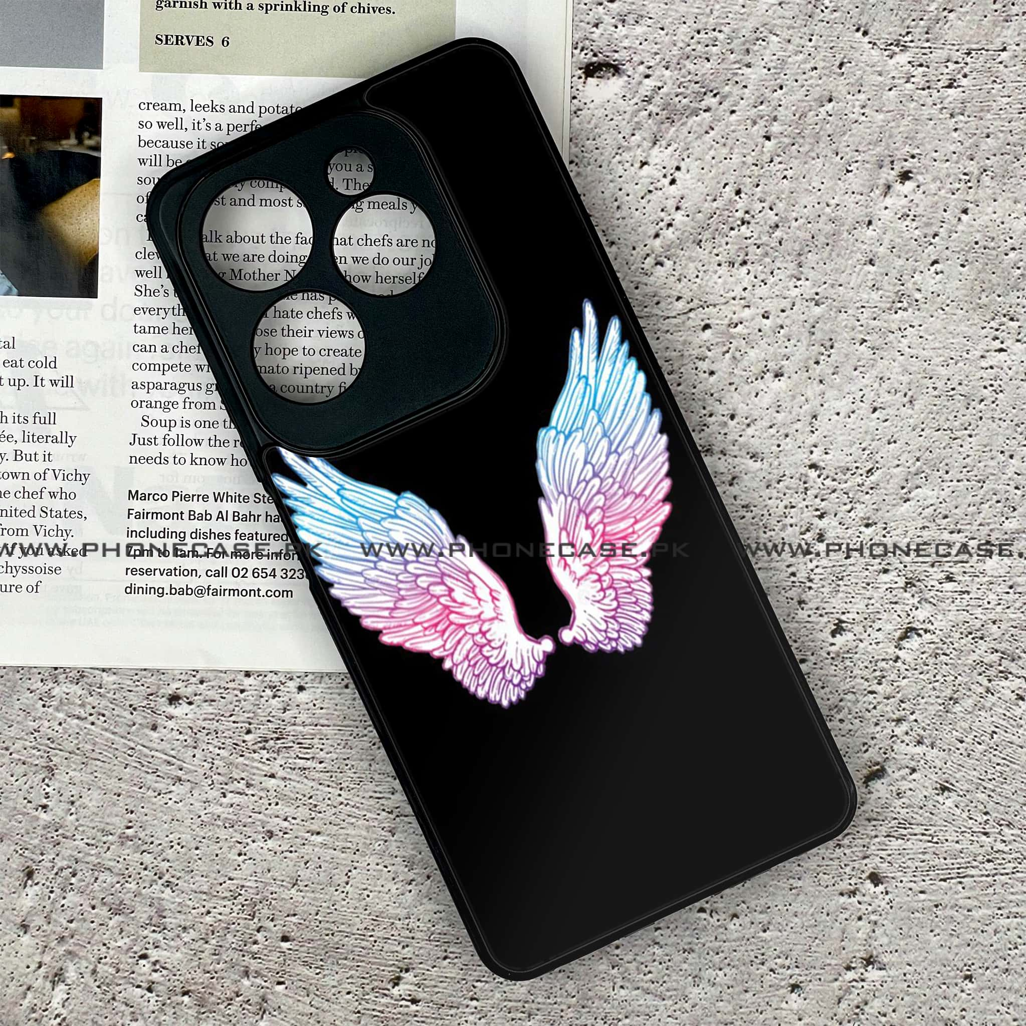 Infinix Hot 40 - Angel Wings Series - Premium Printed Glass soft Bumper shock Proof Case