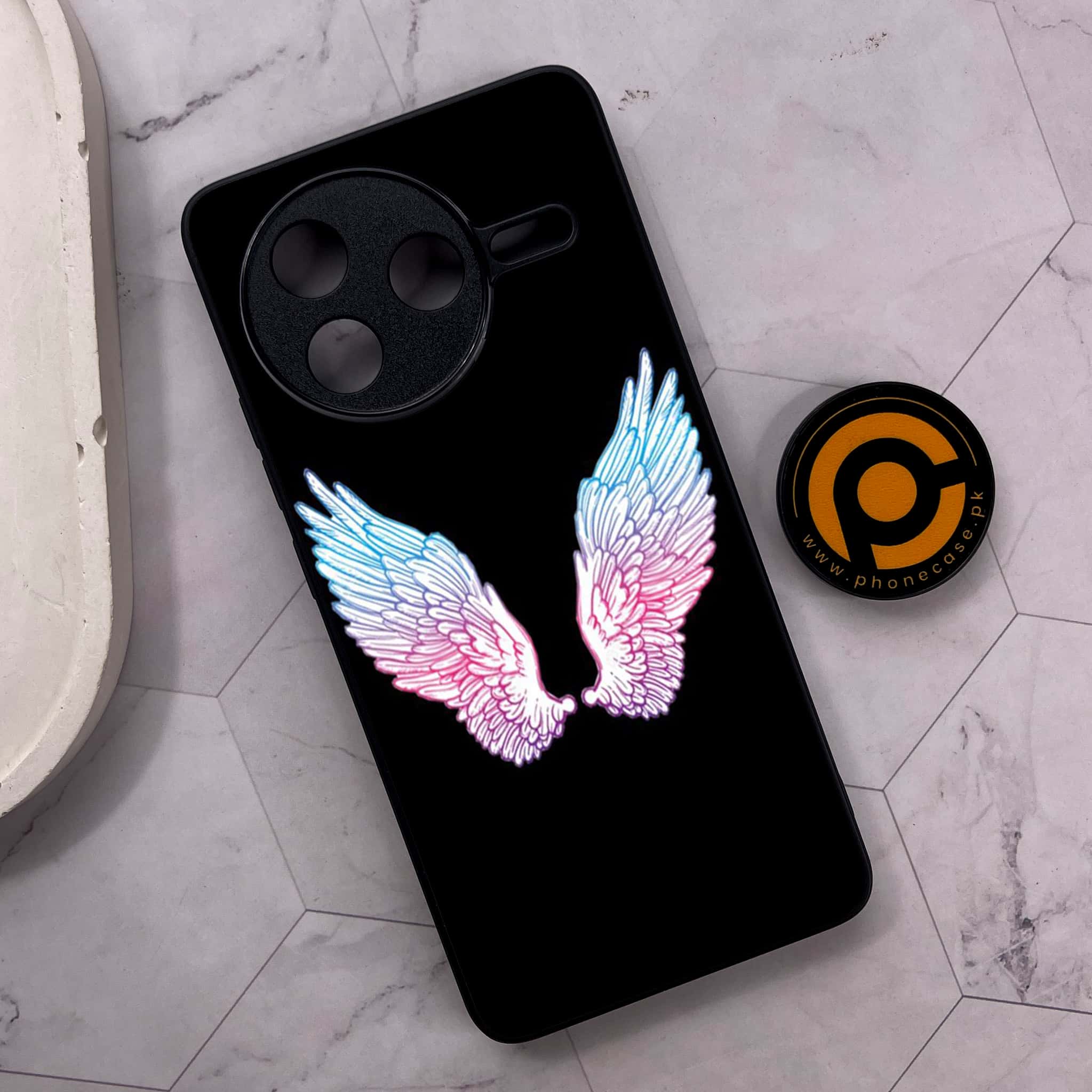Xiaomi Poco F7 Pro 5G - Angel Wings Series - Premium Metal Printed soft Bumper shock Proof Case