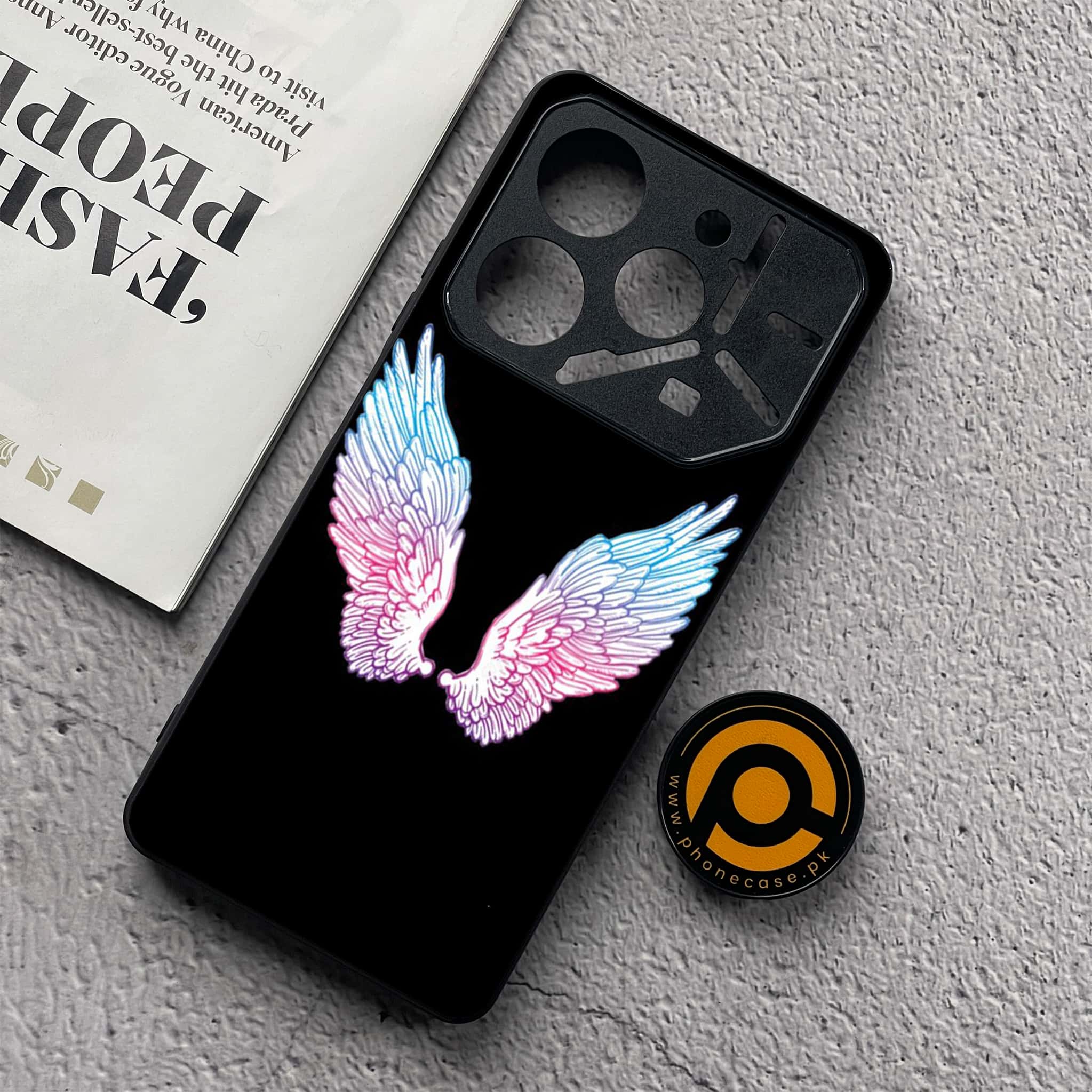 Tecno Pova 6 Neo - Angel Wings Series - Premium Metal  Printed soft Bumper shock Proof Case