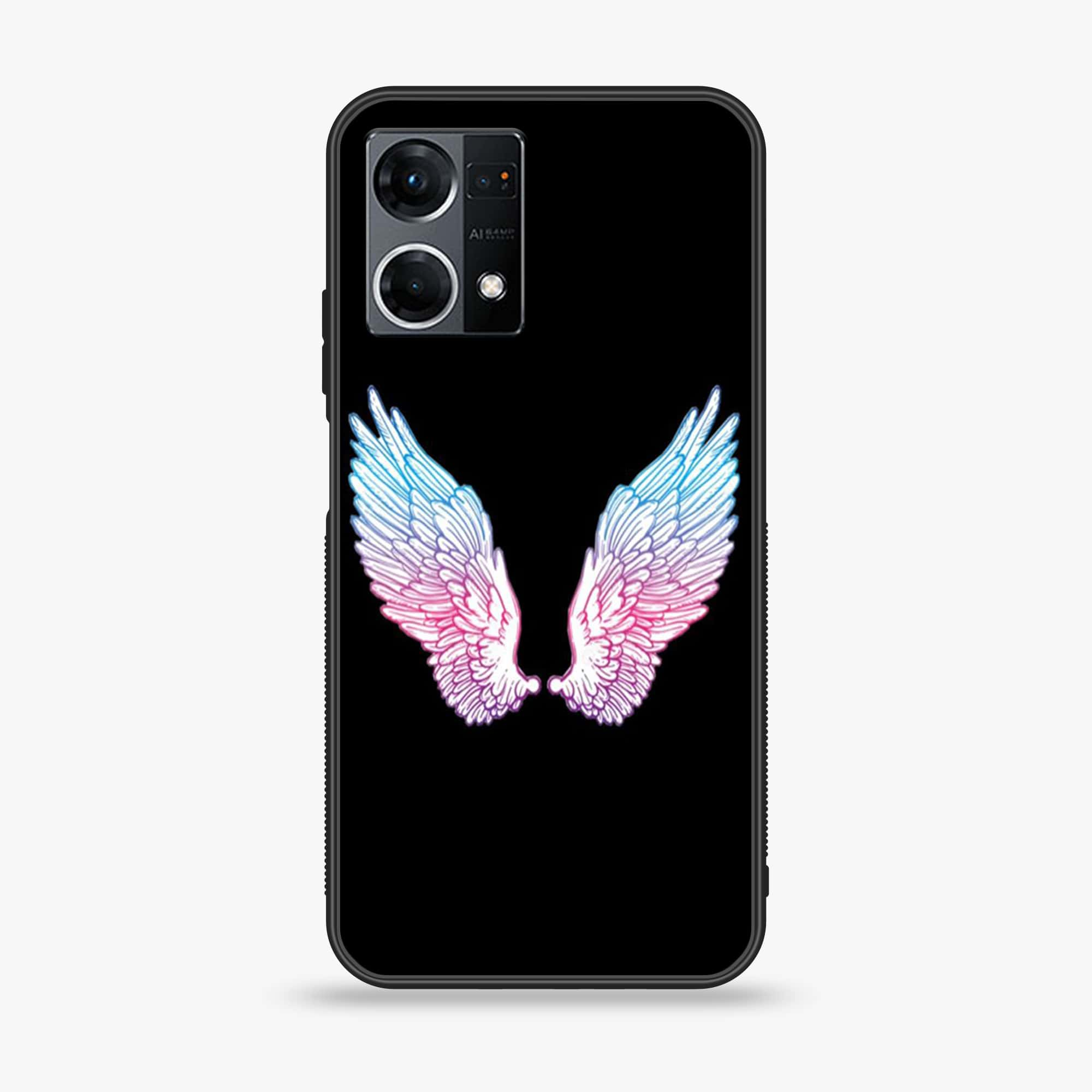 Oppo Reno 7 - Angel Wings Series - Premium Printed Glass soft Bumper shock Proof Case