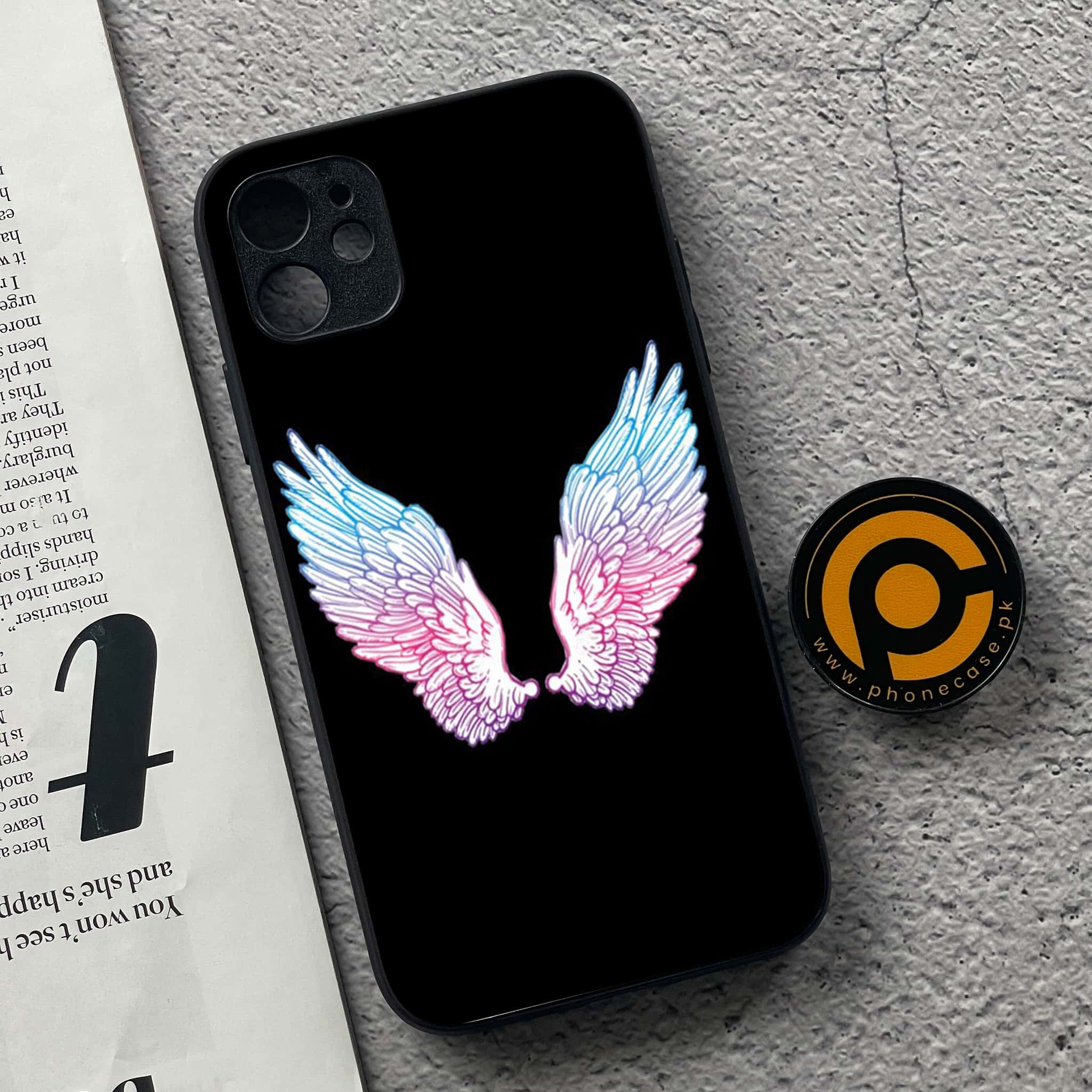 iPhone 11 Angel Wings Series  Premium Printed Glass soft Bumper shock Proof Case