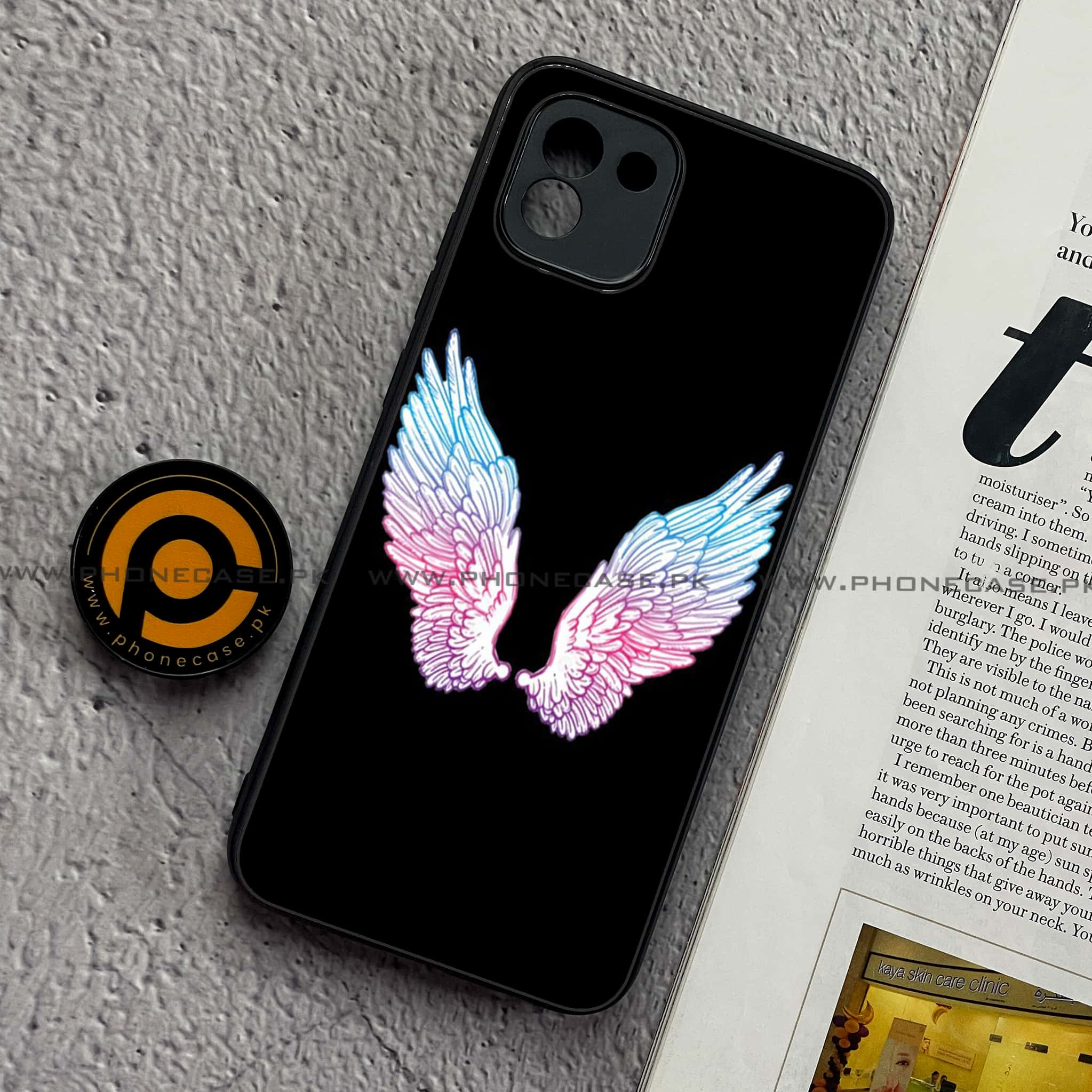 Samsung Galaxy A03 - Angel Wings Series - Premium Printed Glass soft Bumper shock Proof Case