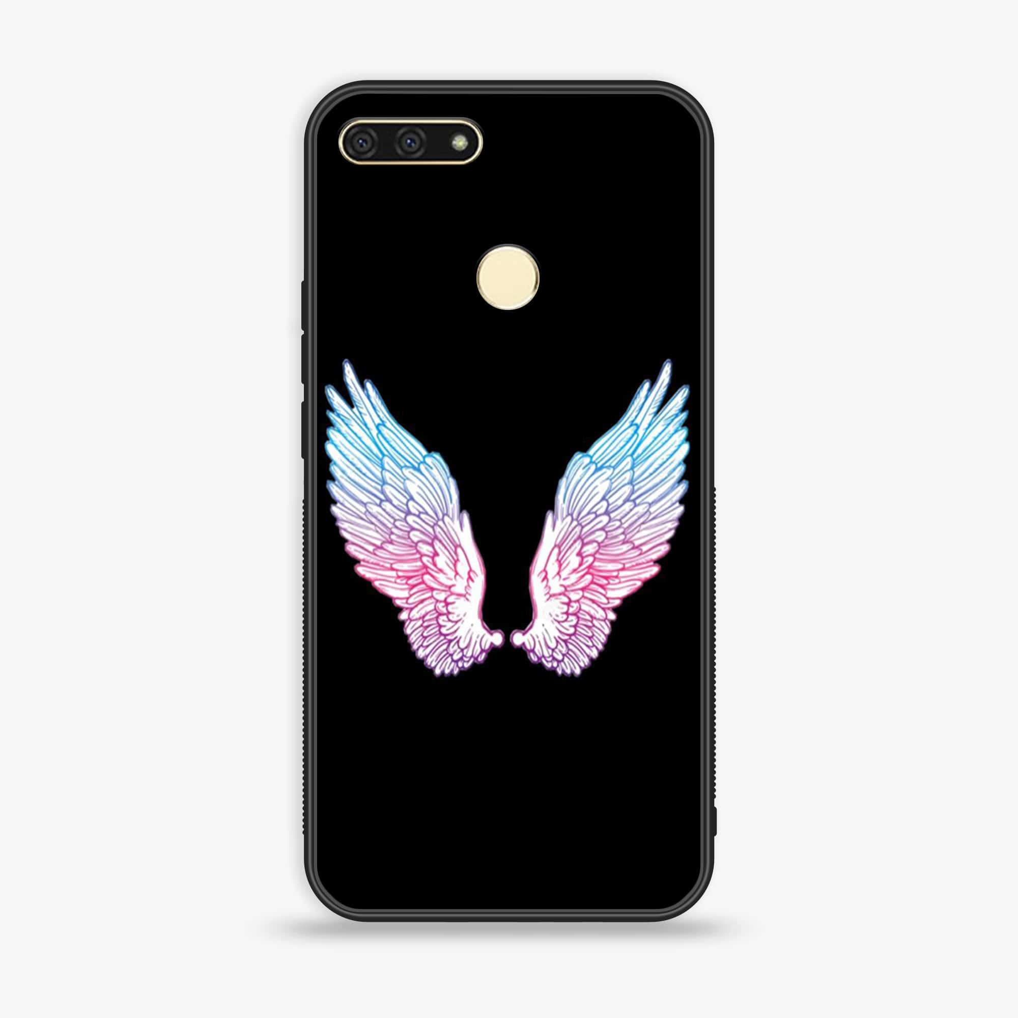Honor 7A - Angel Wings Series - Premium Printed Glass soft Bumper shock Proof Case
